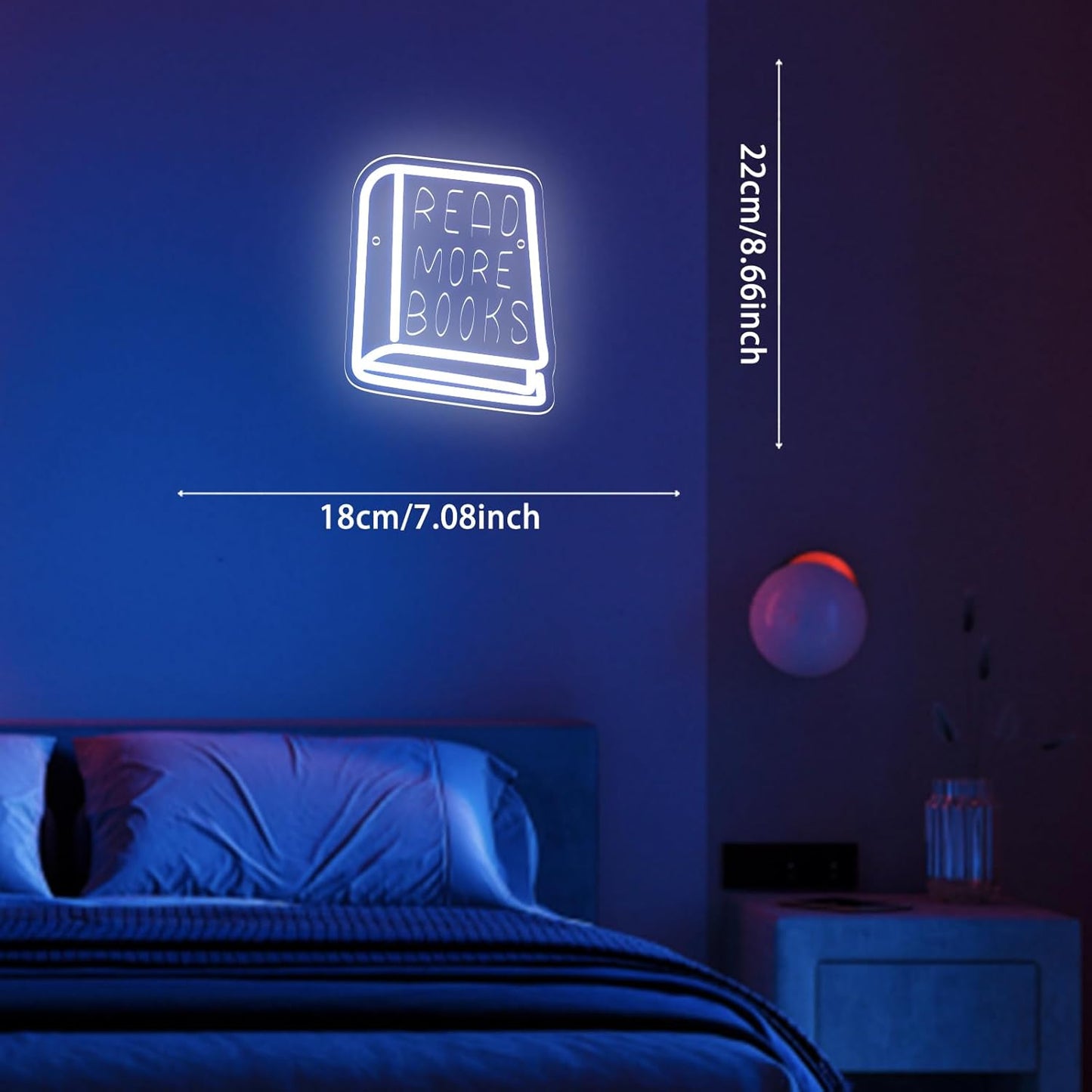 Neon Sign for Wall Decor Light Up Letters Led Sign Birthday Party Gifts Led Decorative Night Signs Reading Room Decor for Coffee Bookstore Library Student Teacher Dorm (Read More Books)