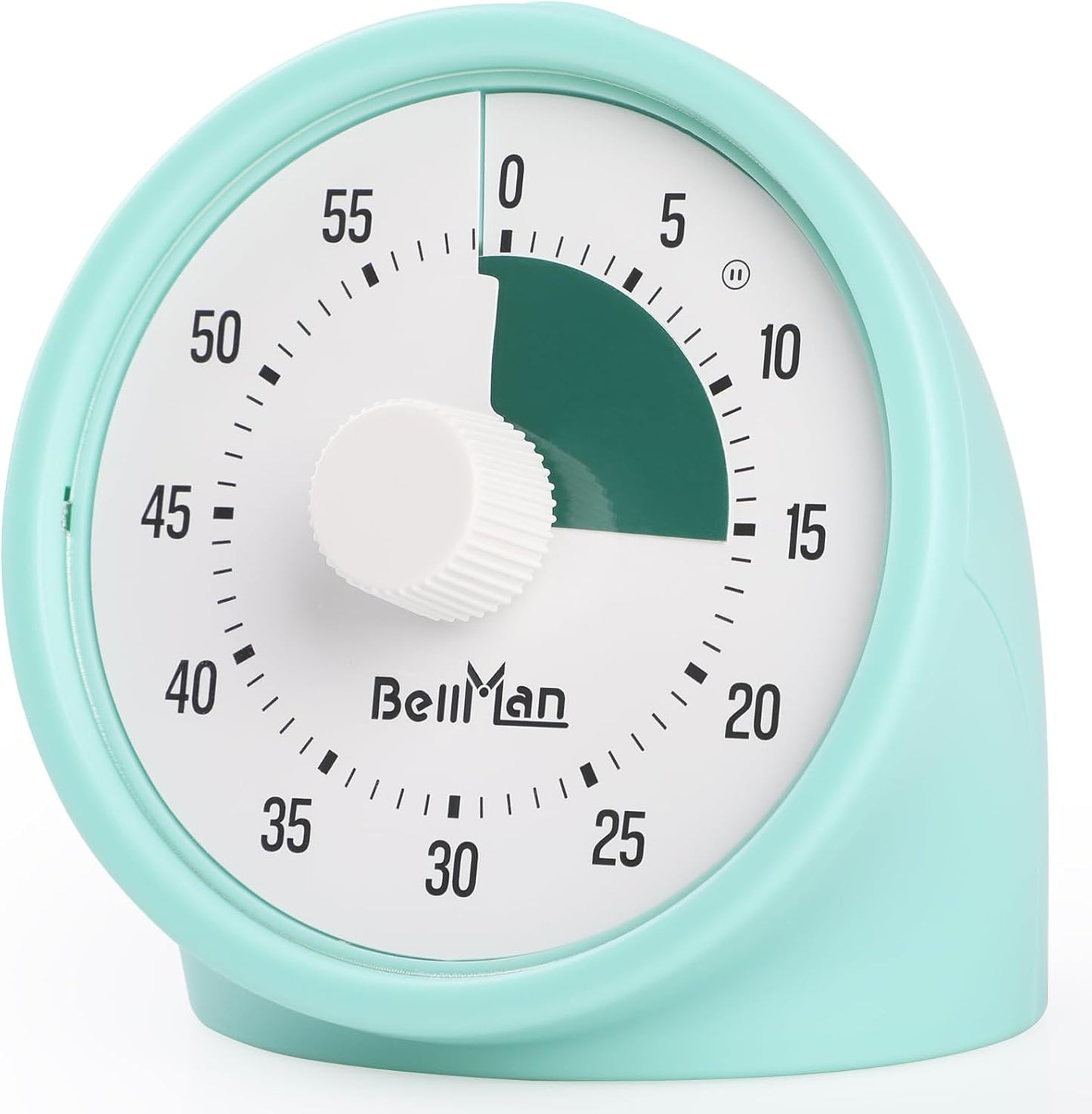 60-Minute Visual Timer for Kids, Silent Countdown Clock with Color Dial, No-Ticking Analog Timer for Classroom, Home, Time Management Fern Green