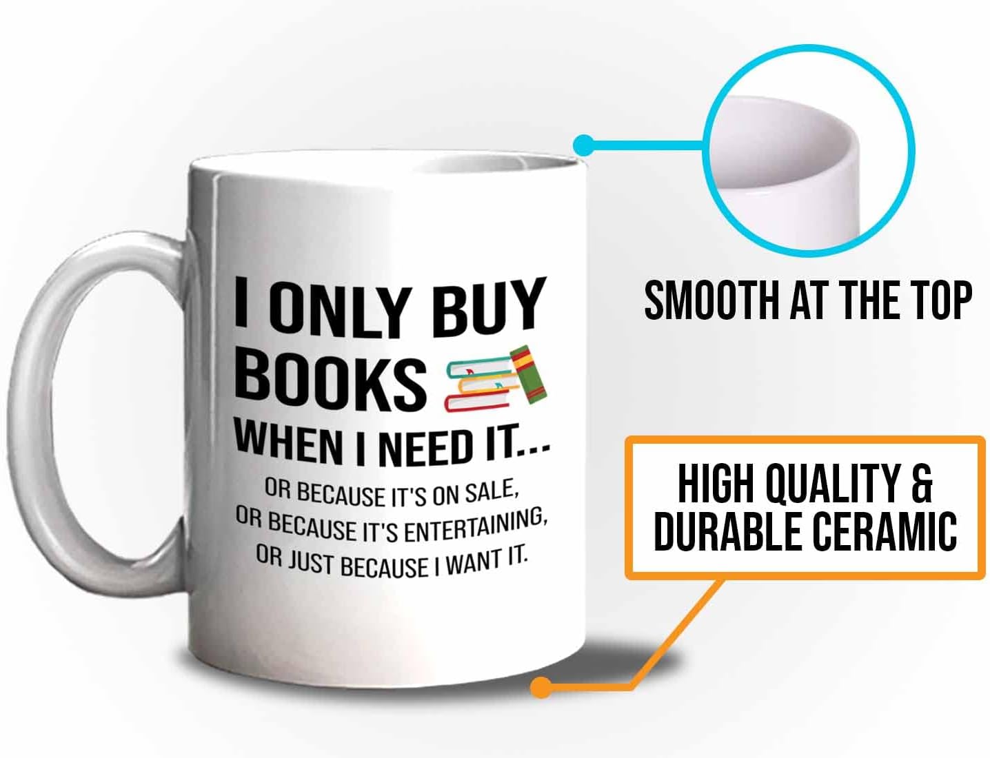 Bubble Hugs Book lovers Coffee Mug 11oz White - Only Buy Books - Author Writer Library Library Editor Introvert Book Lovers Cat Lover Chill Relax Bookworm Reading
