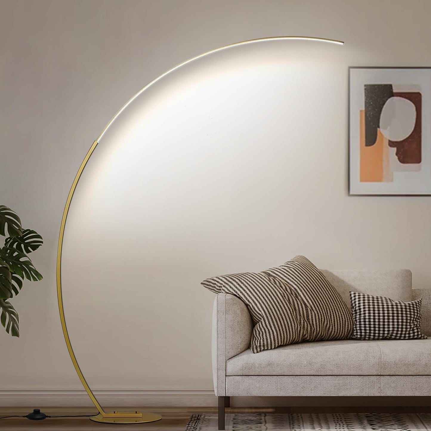 Dimmable LED Floor Lamp with 3 Color Temperatures, Ultra Bright 2000LM Gold Arc Floor Lamp, Modern Standing Tall Lamp with Remote Control Reading Floor for Bedroom Use Lamp for Office Classroom