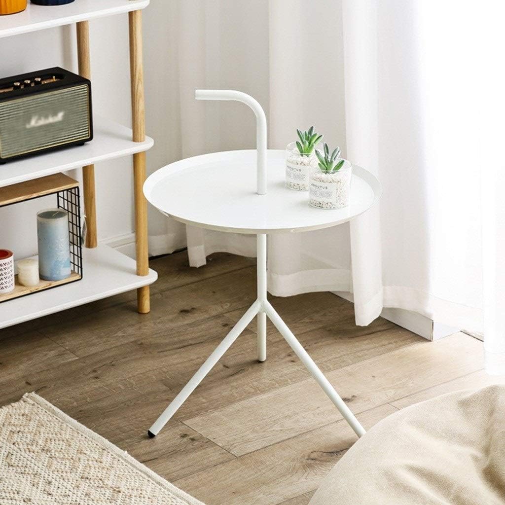 Side Table Coffee End Table Balcony Sofa Table with Handle Removable Bedside Table for Indoor/Outdoor/Reading/Drinking Tea (Black White) Corner Table (Color : White Size : L) (White Small)
