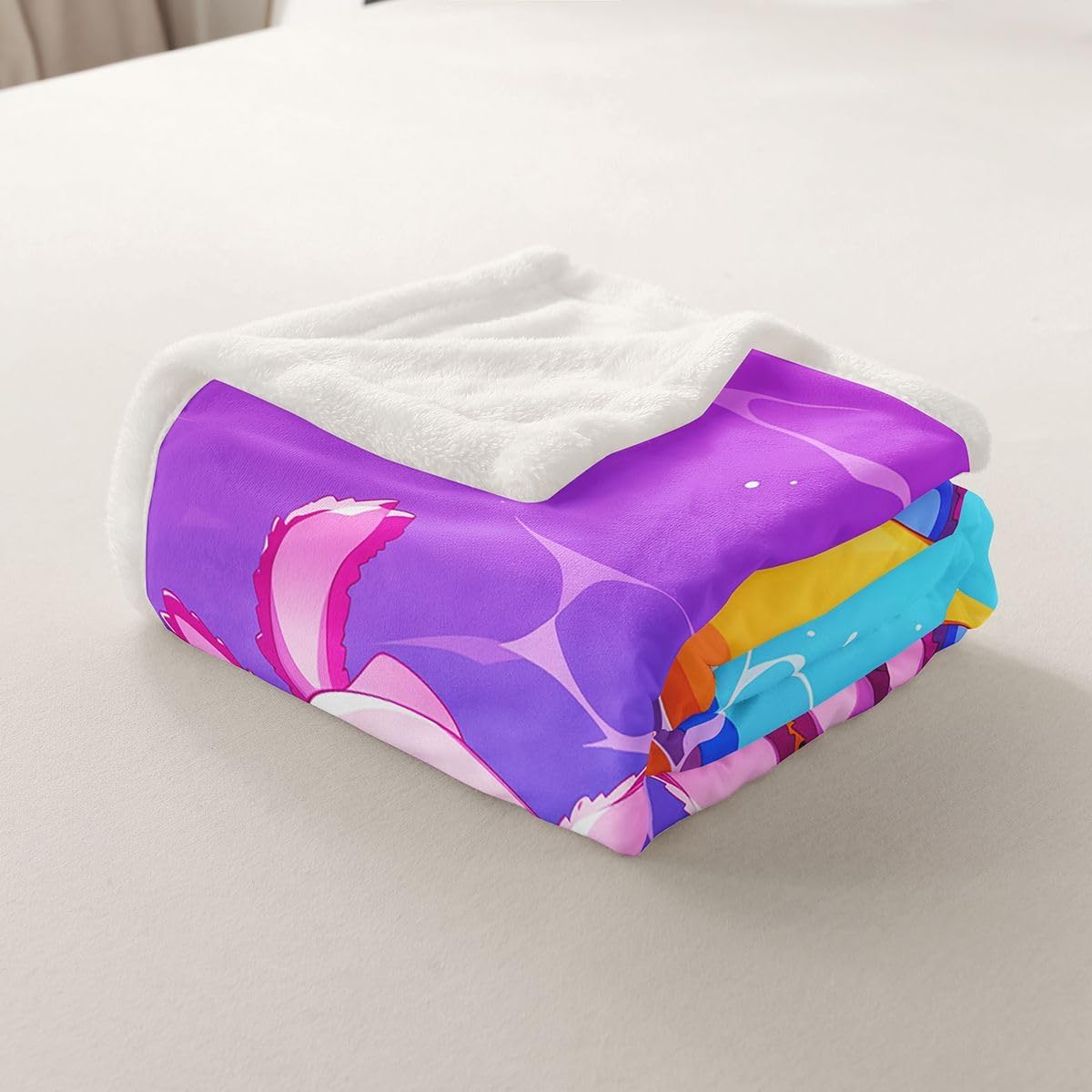 Feelyou Cute Axolotl Sherpa Throw Blanket for Couch Ocean Animal Axolotl Super Soft Cozy Fleece Salamander Blanket for Winter, Plush Throw Throw 50"x60" All Season