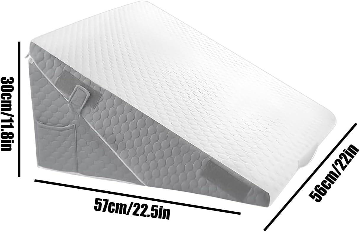 Bed Wedge Pillow - Adjustable Head Elevation Cushion | Triangle Reading Support with Ergonomic Incline Design, Backrest Pillow for Bed Comfort Positioning, Sleeping Aid Cushion