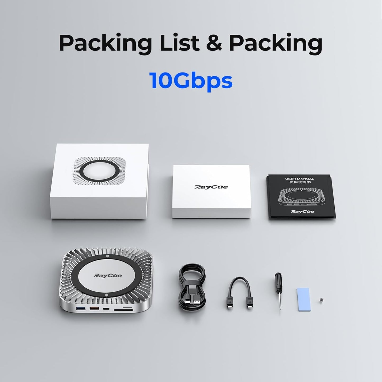 Mac mini M4 Dock, Aluminum Stand and HDMI Hub for Mac mini M4 and M4 Pro 2024 with M.2 NVMe/SATA SSD Enclosure, 4K60Hz HDMI,10G USB A/C, 5G USB A*2, USB-C Charge, SD/TF, Audio
