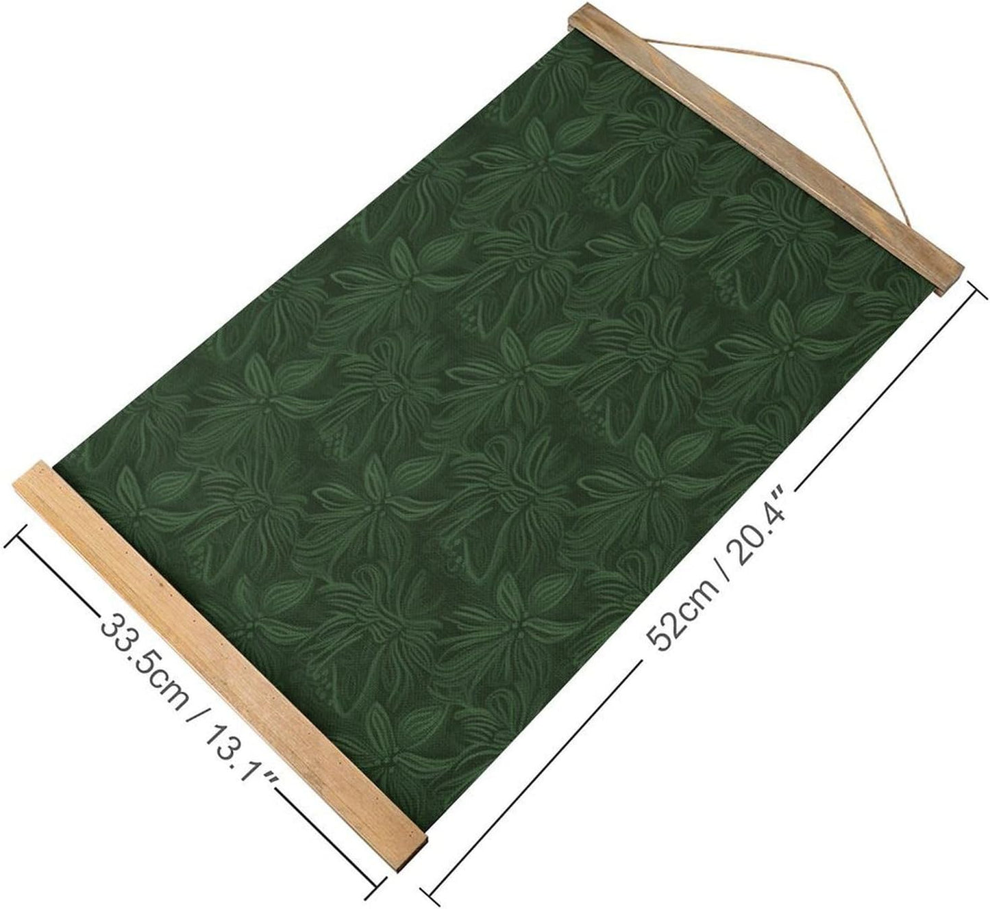 Vintage Hunter Green Floral Petals Pattern Poster with Wooden Frame Personalized Linen Hanging Scroll Painting Rustic Wall Hanging Illustrative Modern Artwork Decor for Home Living Room Bedroom Office