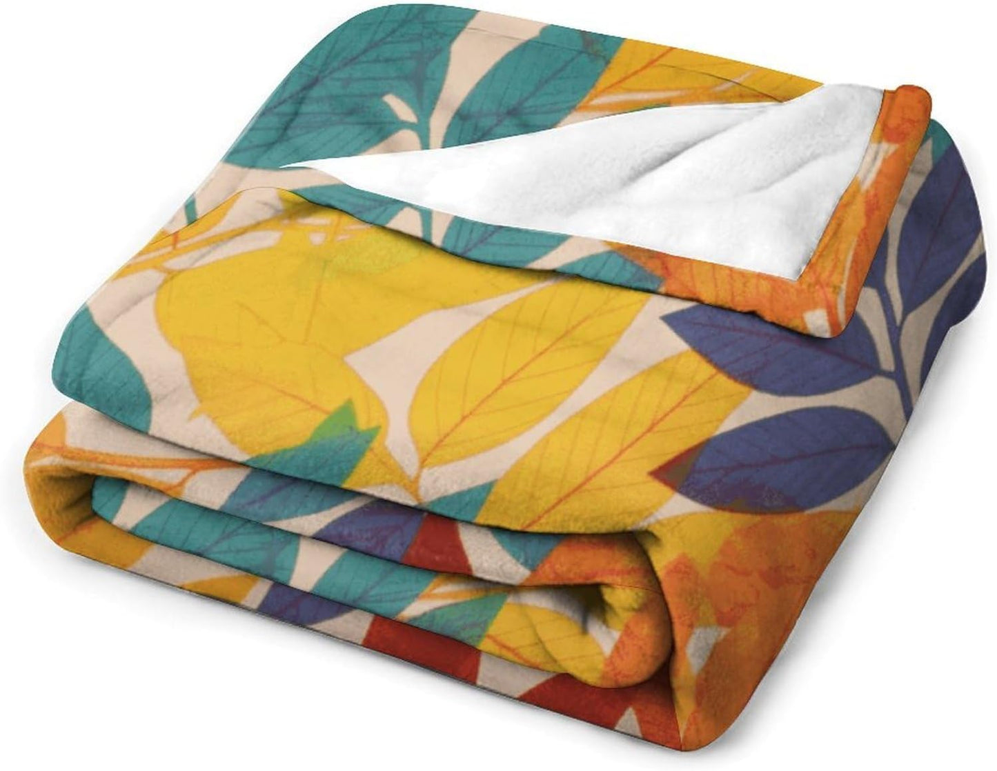 Multicolor Leaves Throw Blanket for Couch Super Soft Warm Lightweight Throw Blankets Cozy Flannel Bed Blanket Cute Decorative Blankets for All Seasons Home Decor Gift 30"*40"（76 * 100cm）