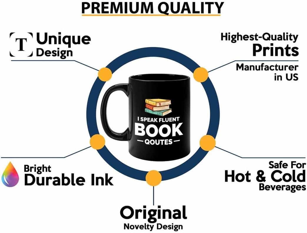 Book Lover Coffee Mug 11oz Black - i speak fluent book - Gift For Poets Bookish People Bibliophile Librarian Book Club Reader