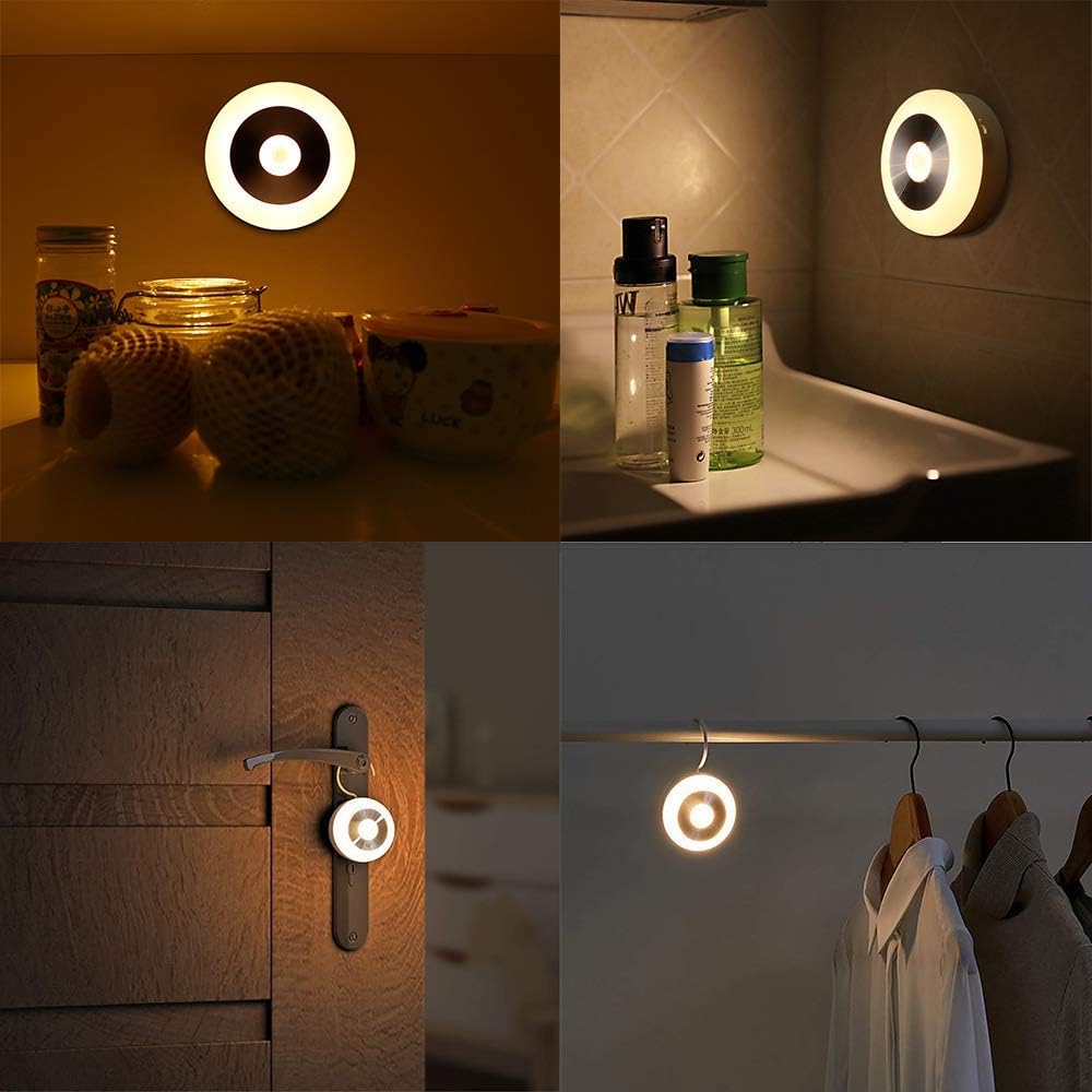 Motion Sensor Night Light, Rechargeable Warm White LED Stick-On Closet Light with Dusk to Dawn Sensor for Wall, Stairs, Cabinet, Hallway(2 Pack)