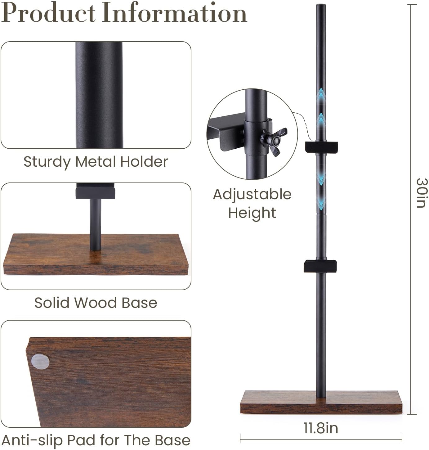 Adjustable Tabletop Picture Frame Easel Stand, up to 29" H, for Galleries, Art Paintings, Photos, Canvas, Home Exhibition, Restaurant Display (jet-black)