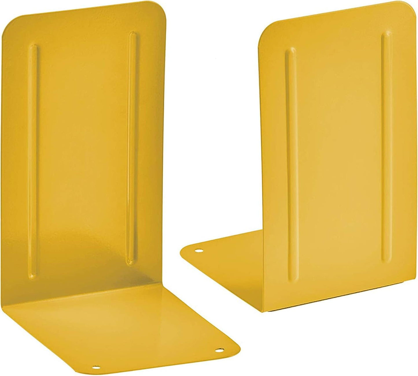 Acrimet Steel Metal Bookends for Shelves, Heavy Duty, for Large Books, 6 7/8" Tall X 4" Wide X 4 1/2" Deep, Yellow Colored, 1 Pair