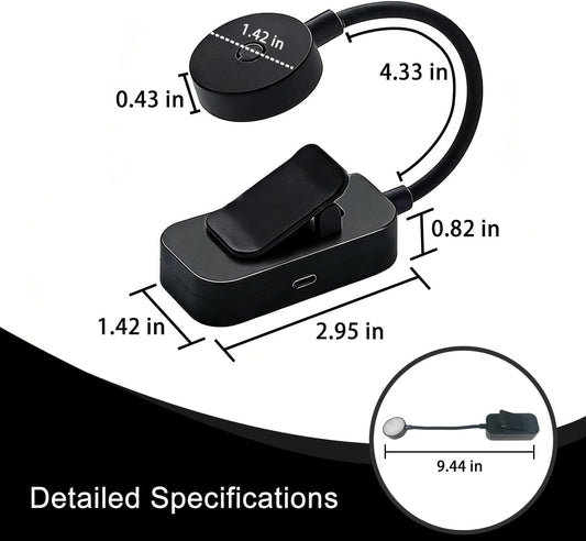 LED Portable Reading Light,3 Color Stepless Dimming Brightness, 1800mAh Rechargeable Book Light for Reading in Bed,Students,Kids, Travel, Nursing, Studying (Black)