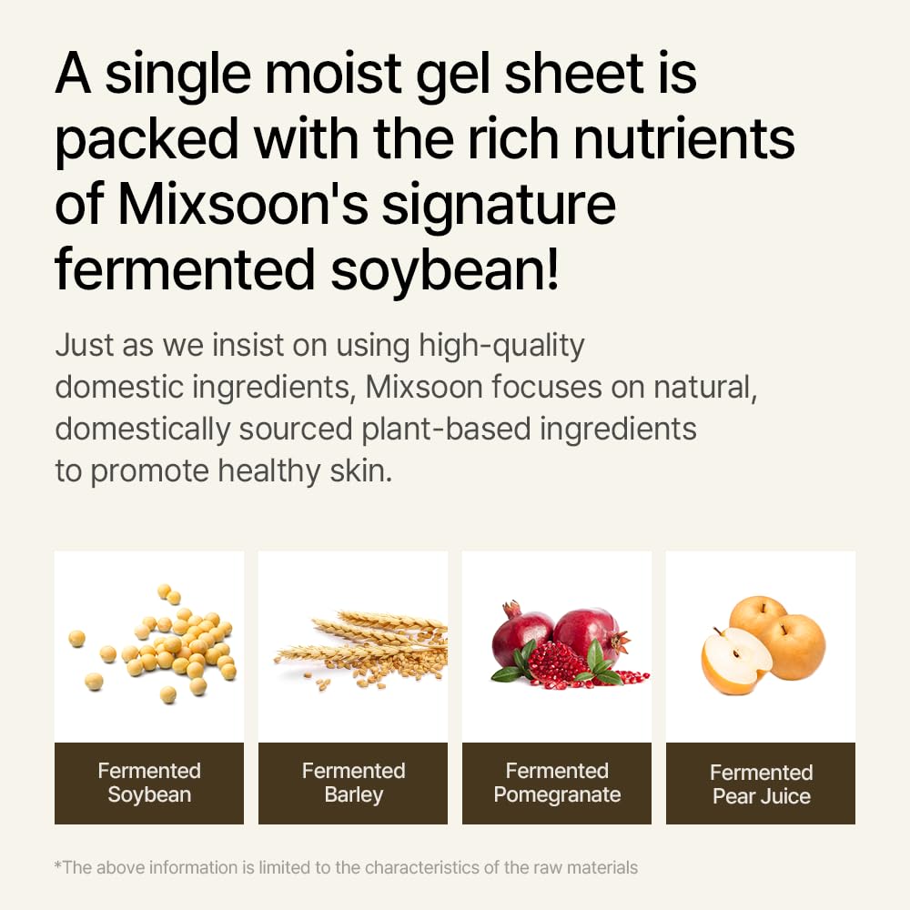 mixsoon Bean Collagen Hydrogel Mask Hydration All-In-One Firming, Soothing Gel Formula Face Mask for Radiant, Smooth Skin Stocking Stuffers 35g / 1.18 fl.oz. (5ea) Korean Glass Skin Care
