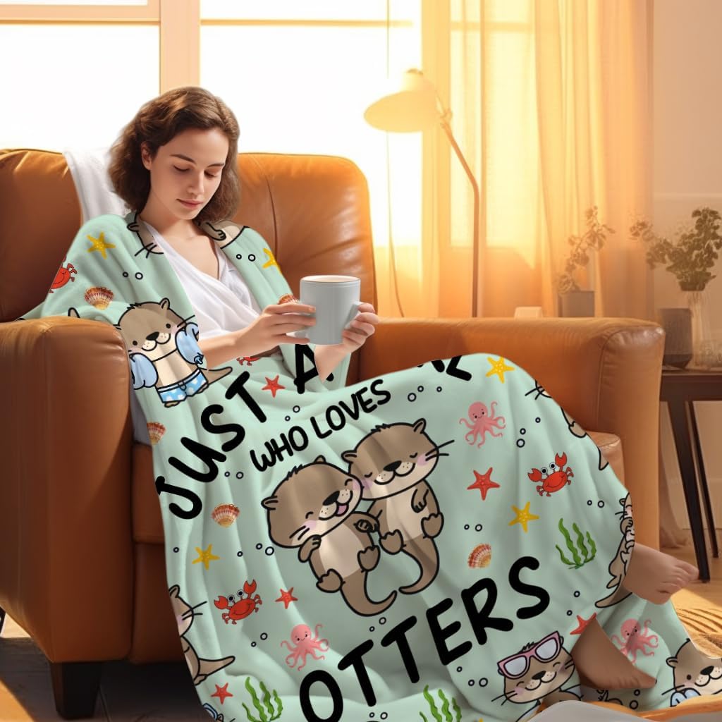 Sea Otters Blanket Gifts for Otter Lovers Kids Women,Sea Otter Accessories Stuff Cute Animal Throw Blankets,Otters Gifts for Adults Girls 60"x50"