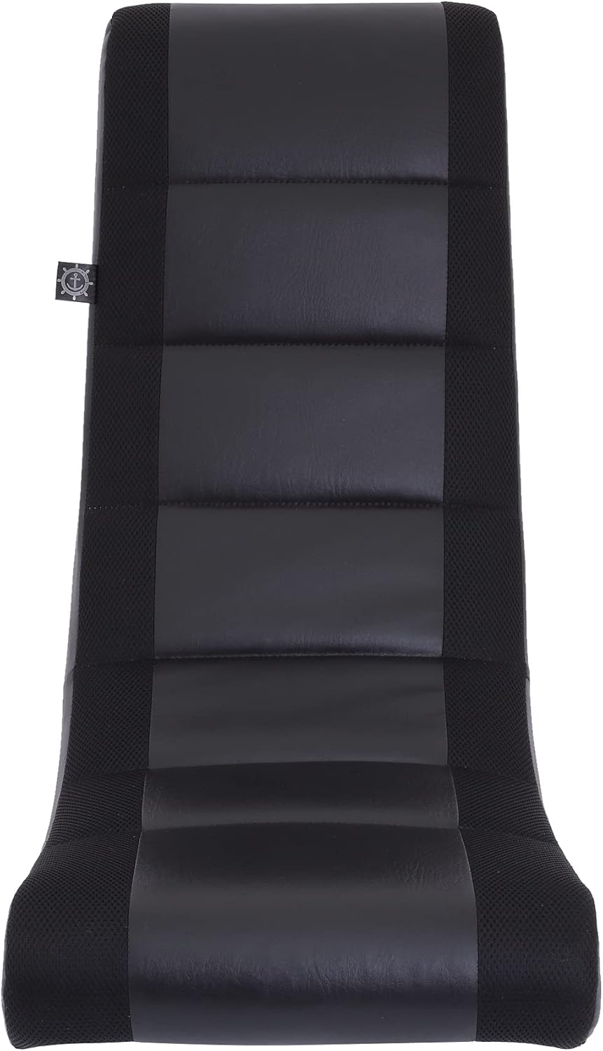 The Crew Furniture Classic Video Rocker Gaming Chair, for Kids and Teens, PU Faux Leather & Polyester Mesh, Black/Black