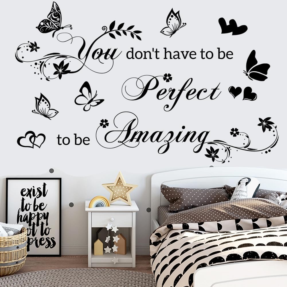 Wall Stickers for Bedroom Inspirational Quotes Wall Decals You Don't Have to Be Perfect to Be Amazing Decorations Wall Sticker for Living Room Wall Decal Hallway Wall Sticker Home Decor
