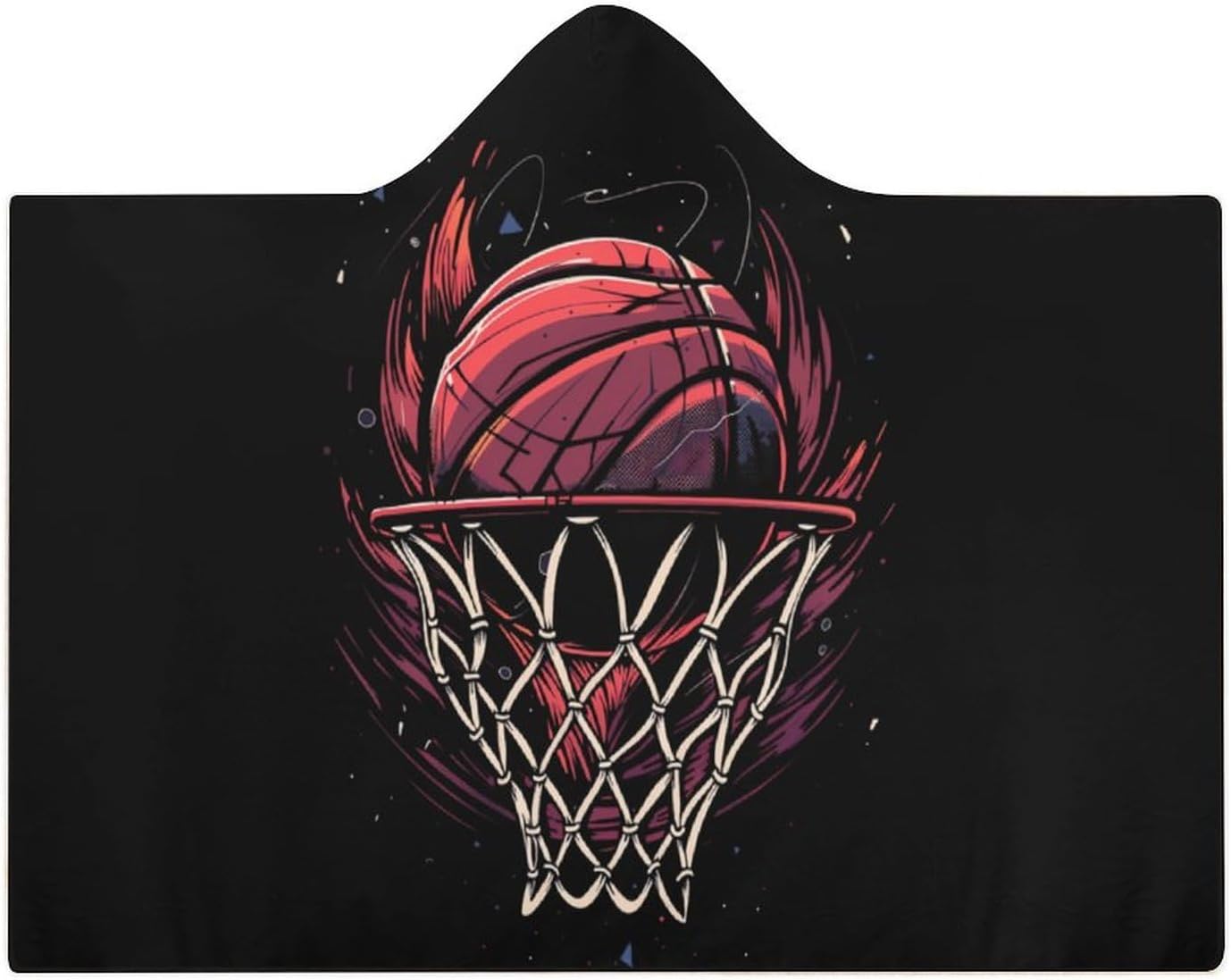 Basketball Wearable Hooded Blanket Soft Hoodie Blanket Throw Blankets Cloak
