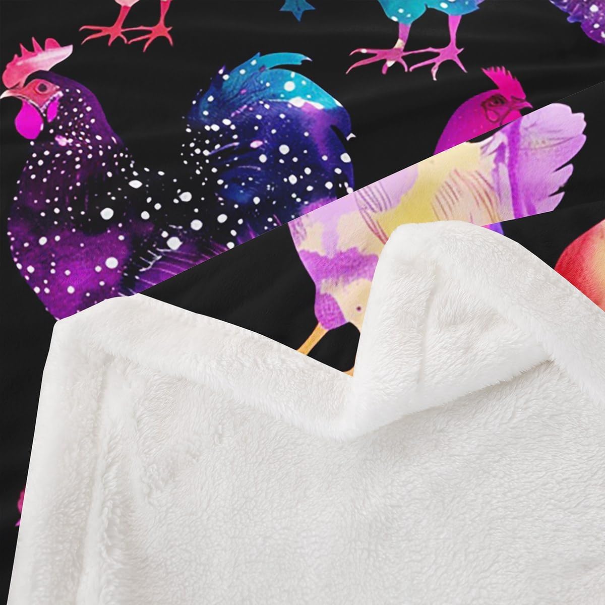 Erosebridal Rainbow Chicken Blanket Throw 50x60,Rustic Farm Animal Throw Blanket for Kids Boys Girls,Neon Ombre Rooster Fuzzy Fleece Blankets