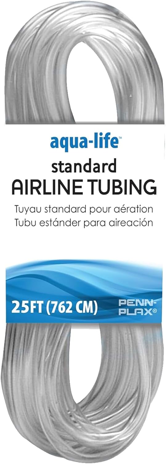Penn-Plax Aqua-Life Standard Airline Tubing - 3/16 Inch Flexible Airline Hose for Aquarium Pumps, Fish Tank Line for Air Stones & Filters - Safe for Freshwater & Saltwater - 25 ft Long, Clear
