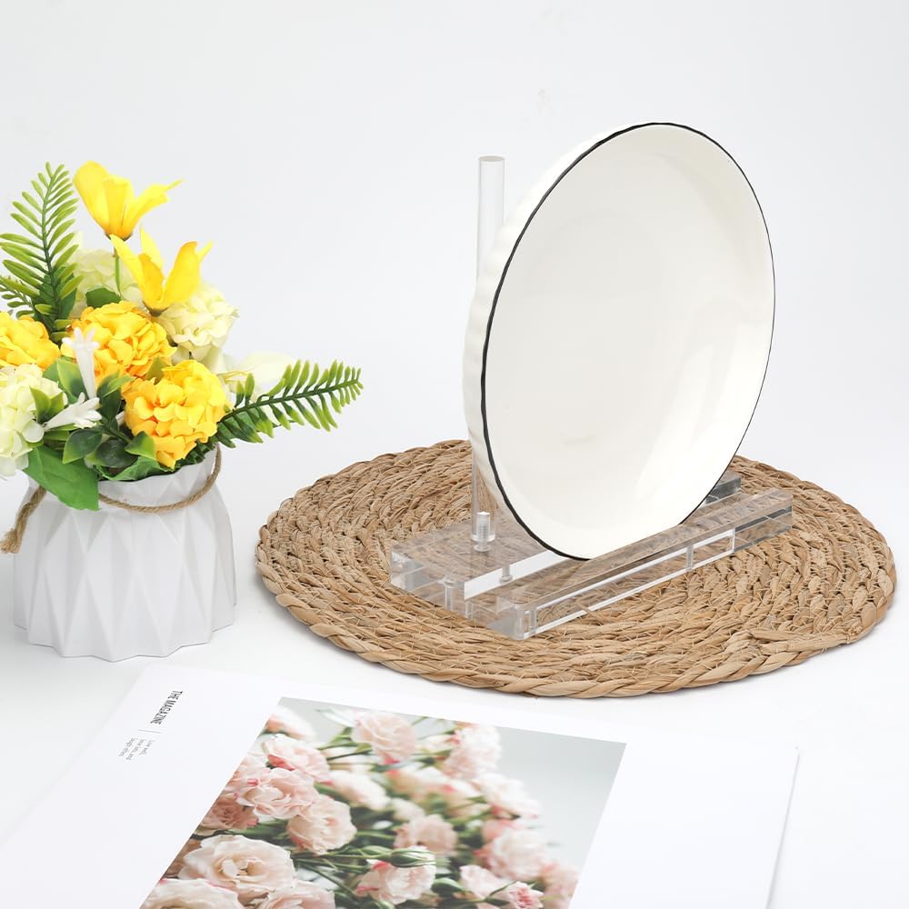 AKAZA Tabletop Acrylic Display Stand Clear Easel, Clear Acrylic Easel Stand Includes A Slot – Book Display Holder For Picture Frame, Album, Record, Magazine, Tablet, Canvas Board (Clear)