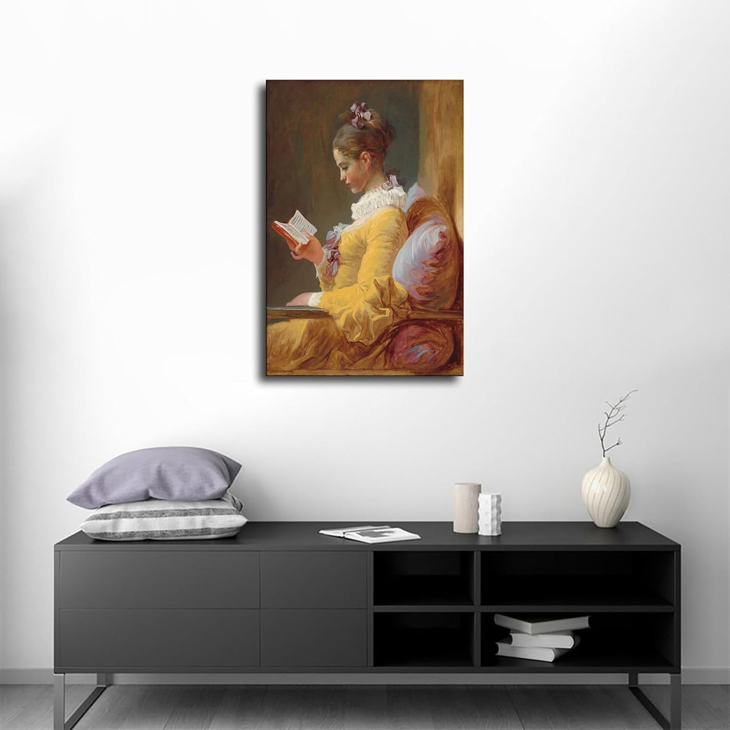 Jean Honore Fragonard- Young Girl Reading - World Classic Art Reproduction Poster Canvas Image Printing Wall Art Decor Aesthetics Living Room Bedroom Home Background Famous Paintings Printmaking (08x12inch-Unframed)