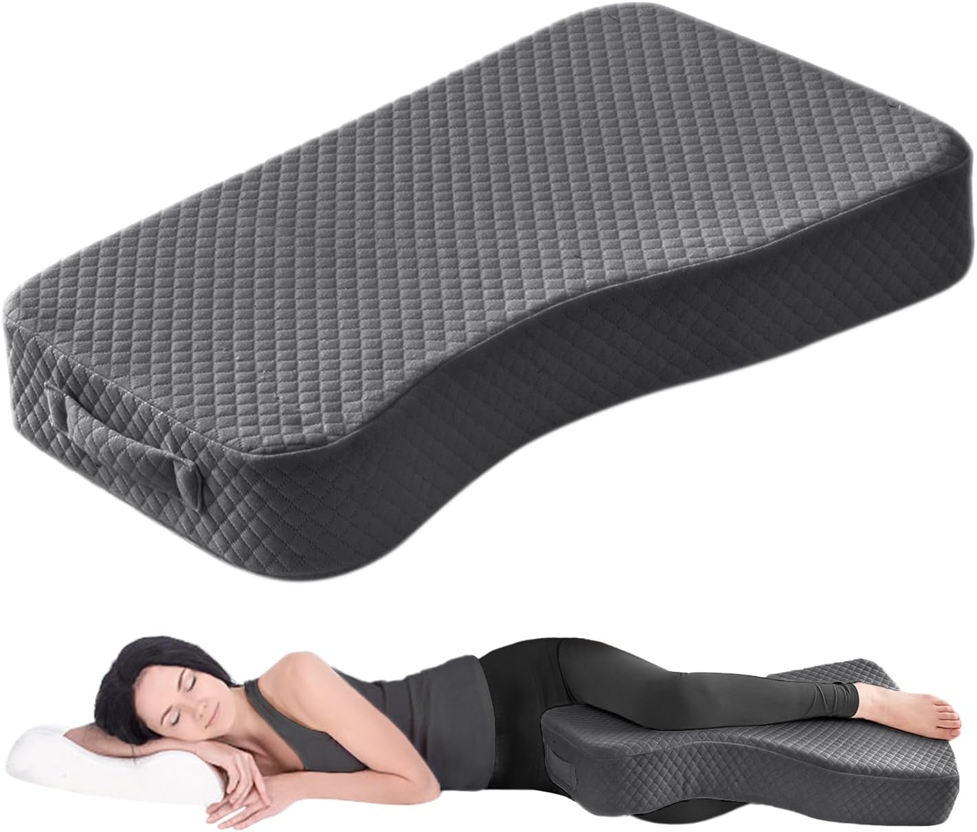 Leg Pillow for Side Sleepers, Memory Foam Knee Pillow for Side Sleeping, Leg Elevation Pillow for Hip/Back/Sciatica Pain Relief Helps Spine Alignment -18"x30" (4 INCHES) (Grey, L)
