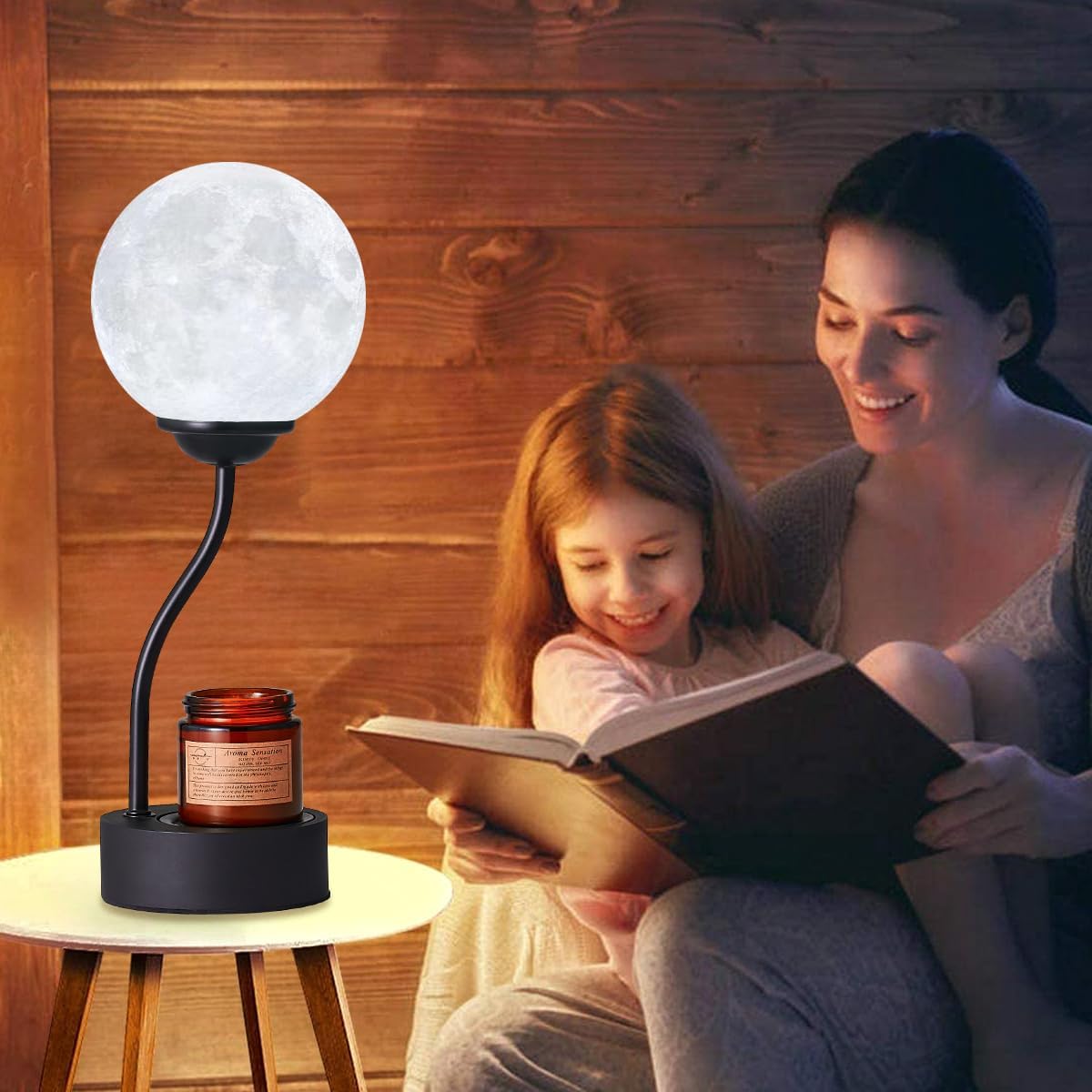 Candle Warmer Lamp with 7 Colors Moon Lamp, Electric Candle Warmer with Timer, Gifts for Mom, Vintage Wax Melt Warmer for Scented Wax for Jar Candle with Glass Cup, Metal Glass Resin Material