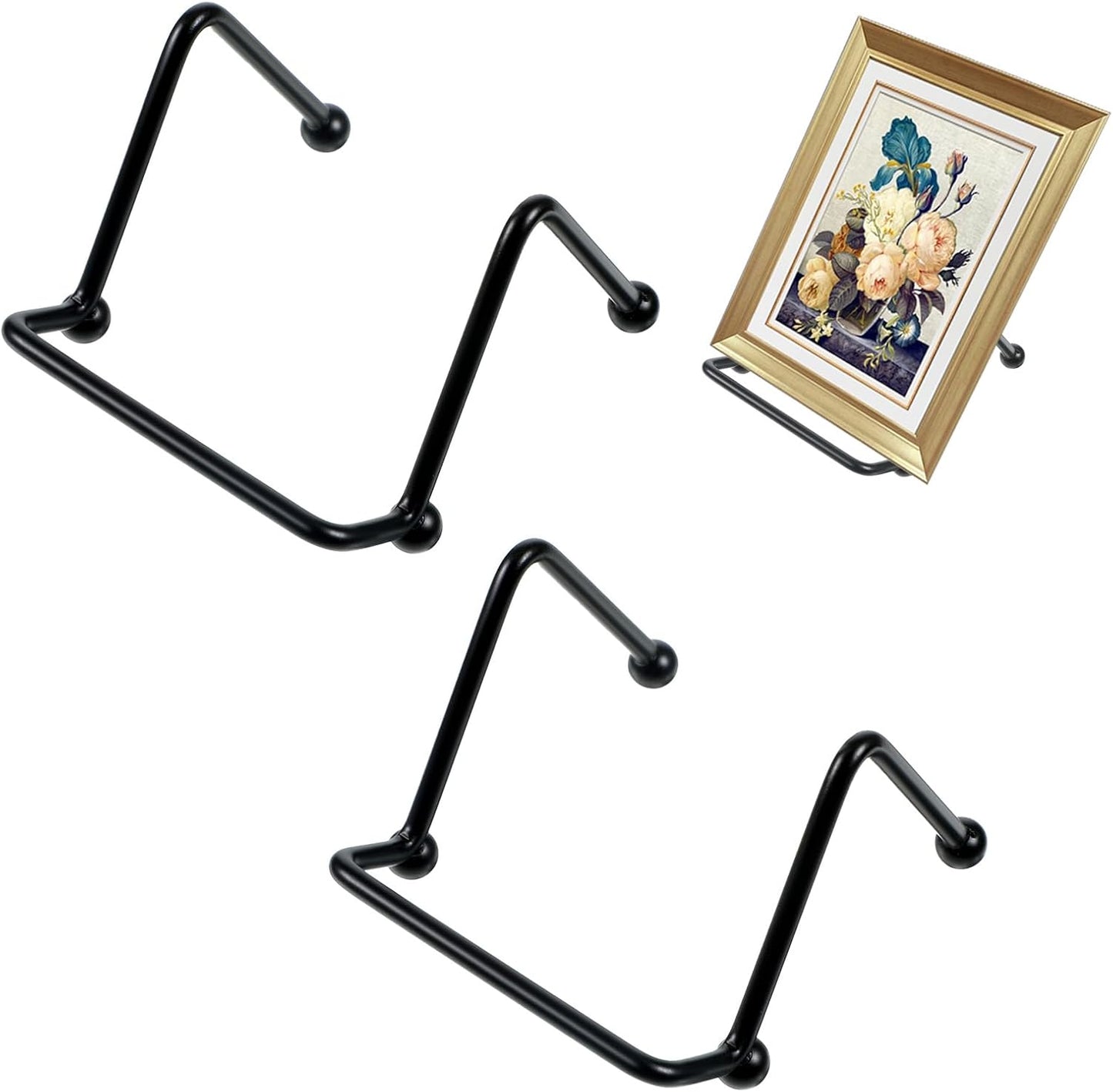 2PCS Small Display Stand, 2 Inch Small Plate Holder Display Stands Mini Metal Black Frame Stand Picture Frame Stands, Plate Holder for Displaying Photo Coaster Collectibles Book Mobile Phone