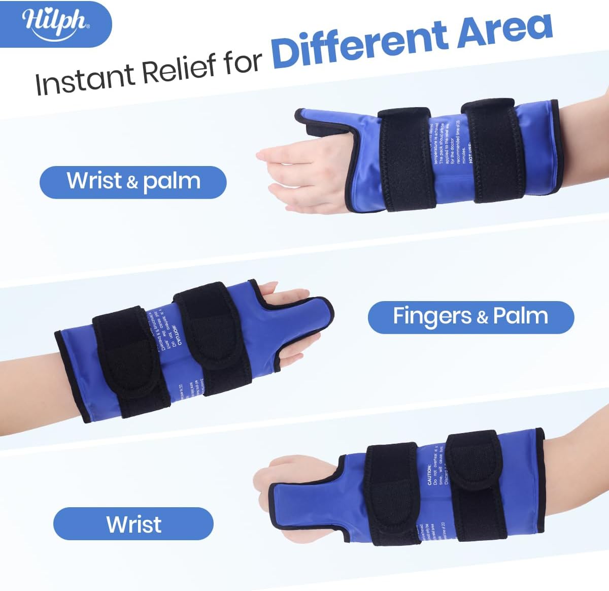 Hilph Thumb & Wrist Ice Pack Wrap with Large Extended Coverage, Long Lasting Hot & Cold Compress Therapy for Carpal Tunnel Relief, Arthritis, Computer Overuse Injuries, Post-Surgery, Post-Workout