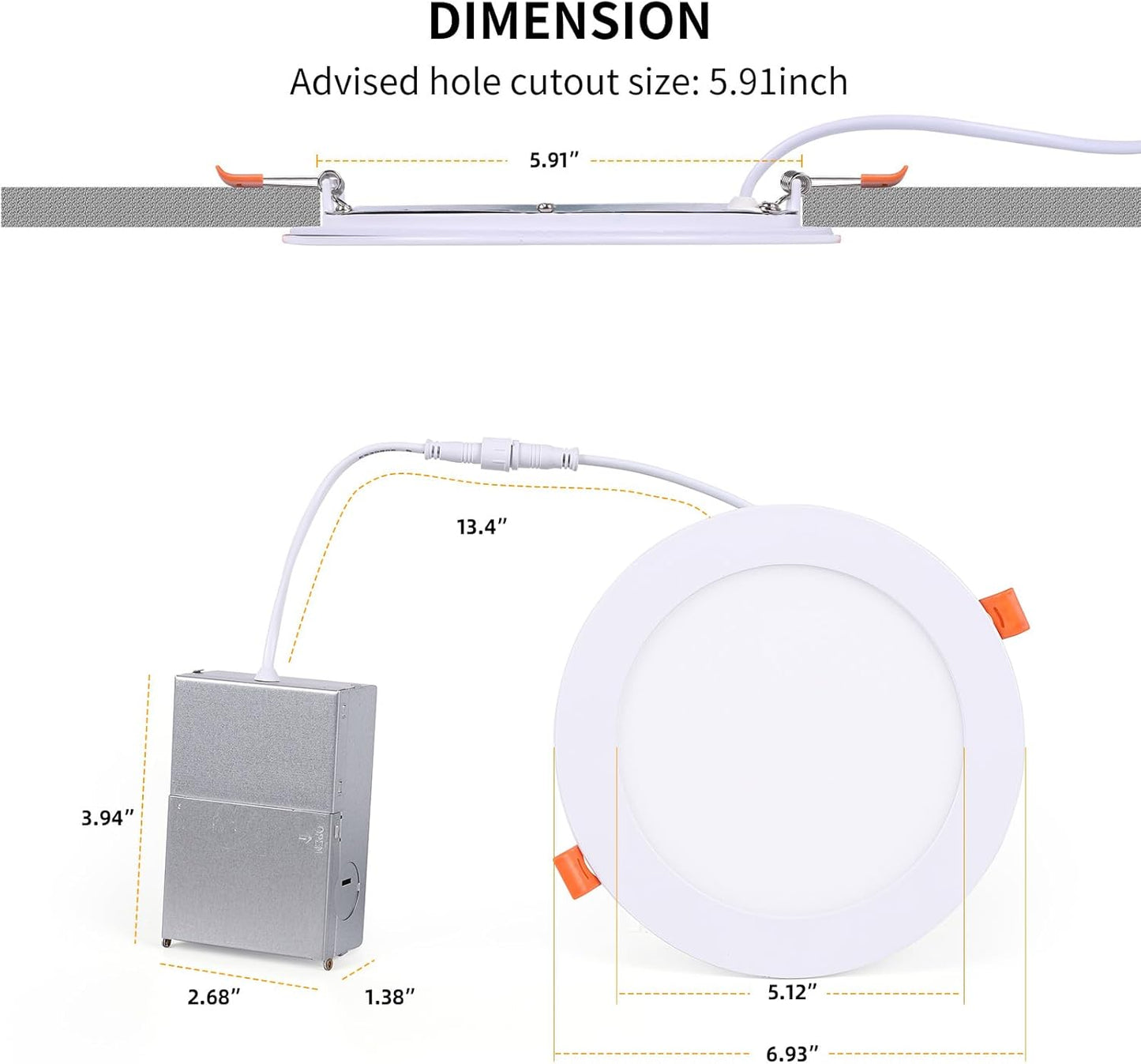 4 Pack Smart LED Recessed Lighting 6 Inch Ultra-Thin WiFi Canless Downlight 12W 1200LM Downlight w/Junction Box, Alexa Google Assistant Compatible, ETL FCC, Color Changing LED Recessed Lighting