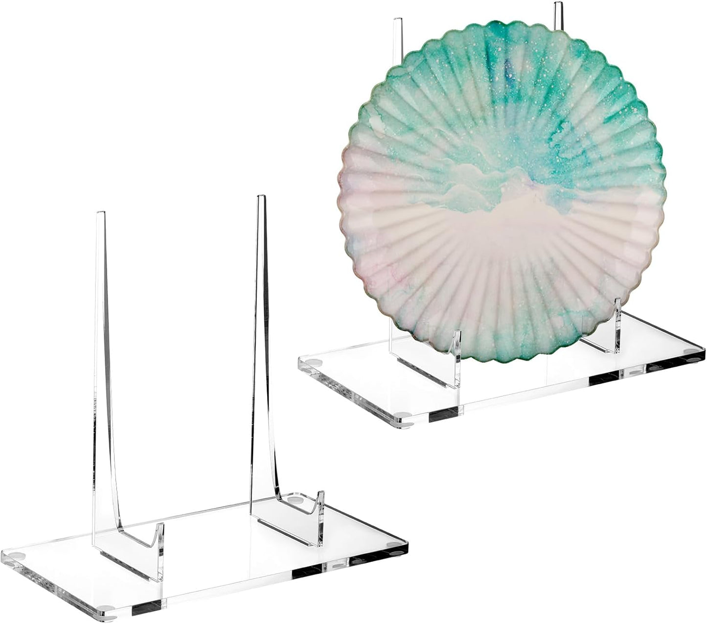 RattanView 2 Pcs Acrylic Book Stand, Clear Easel Stand for Display, Acrylic Plate Picture Frame Display Holder for Picture Book Decorative Plate Platter Photo(10 x 5 x 9 Inch)