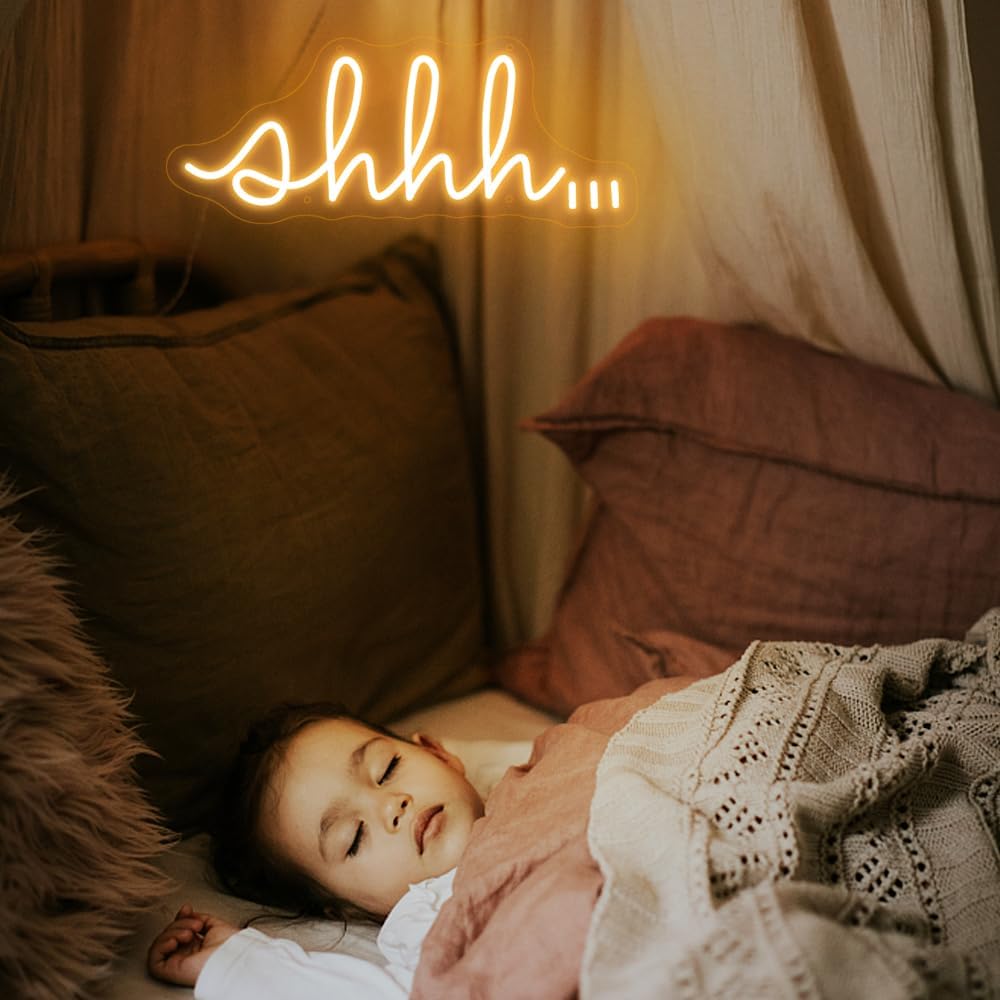 YYUAN Shhh Neon Signs for Wall Decor, Led Neon Light Sign for Bedroom Kids Room Office Library Reading Room Dorm Art Wall Decor USB Powered Light Up Acrylic Neon Signs for Bedroom
