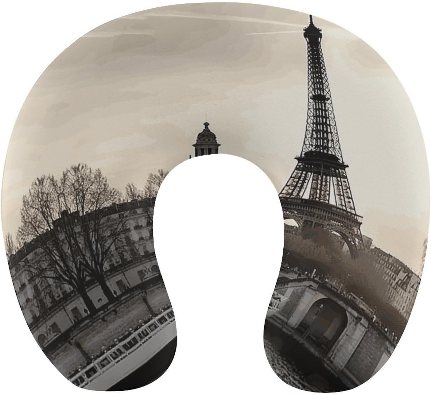 Travel Paris Neck Pillow Memory Foam U Shaped Pillows Portable Pillows for Shoulder Travel Head Support Pillow with Concealed Zipper for Airplane Car Home Office