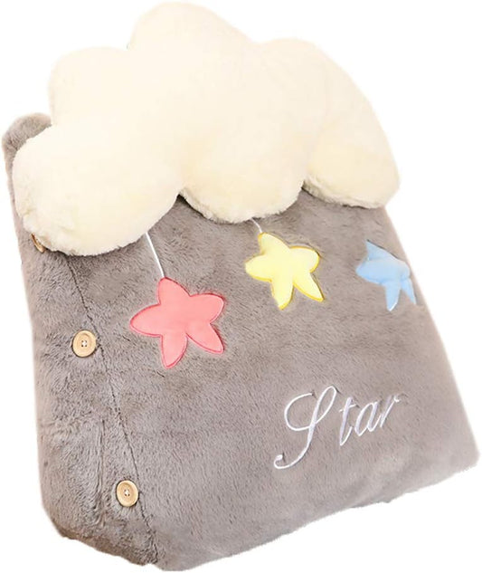 Creative Bedside Triangle Cushion Pillow Lovely Waist Back Lumbar Pillow Soft Reading Pillow (Gray, 45×50×25CM)