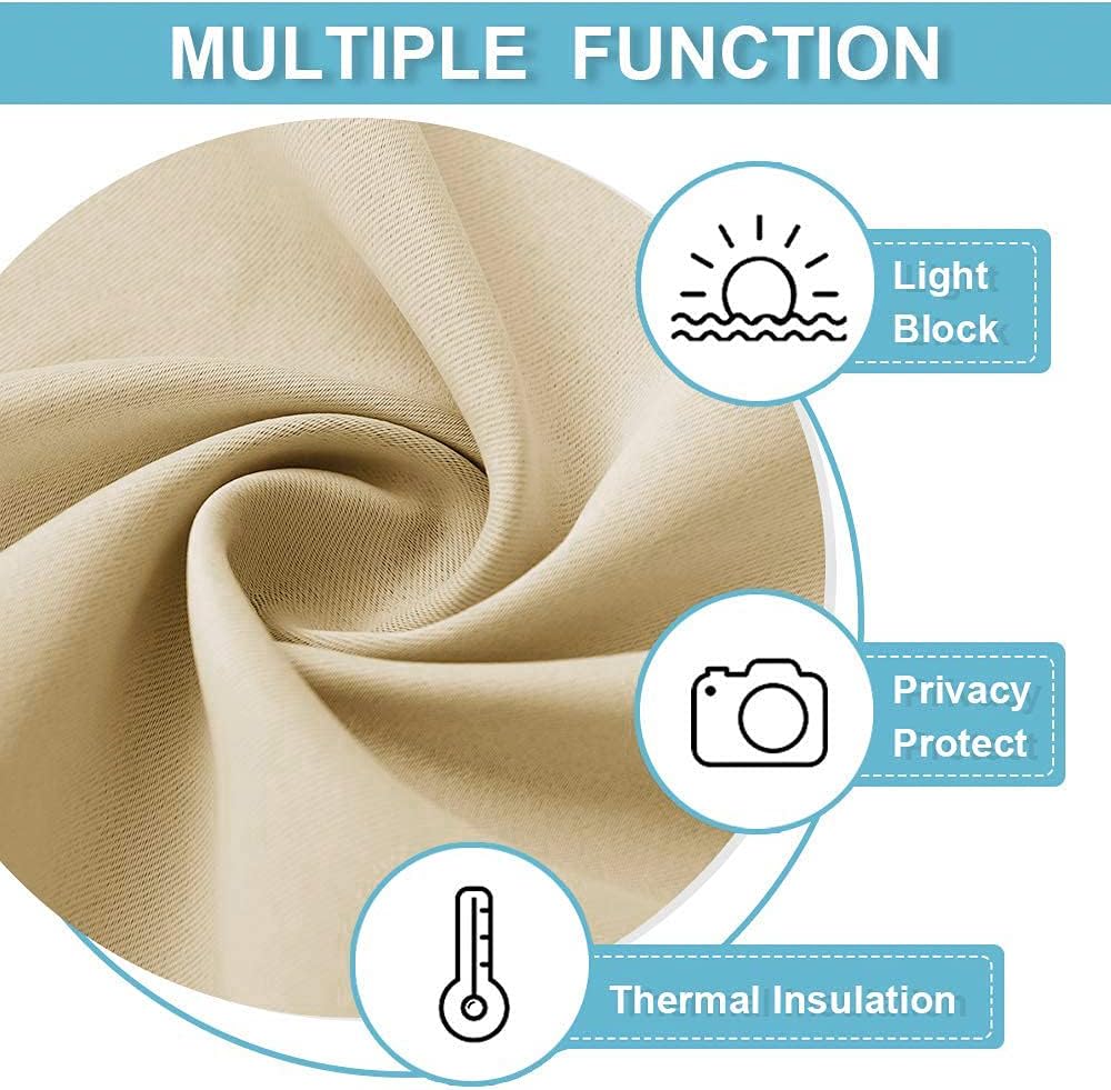 RYB HOME Wall Divider Curtain for Living Room, Noise Reduction Privacy Curtain with Anti-Rust Grommet Top Blackout Curtain for Bedroom/Kids Room, 7 ft Tall x 8.3 ft Wide, Cream Beige, 1 Pack