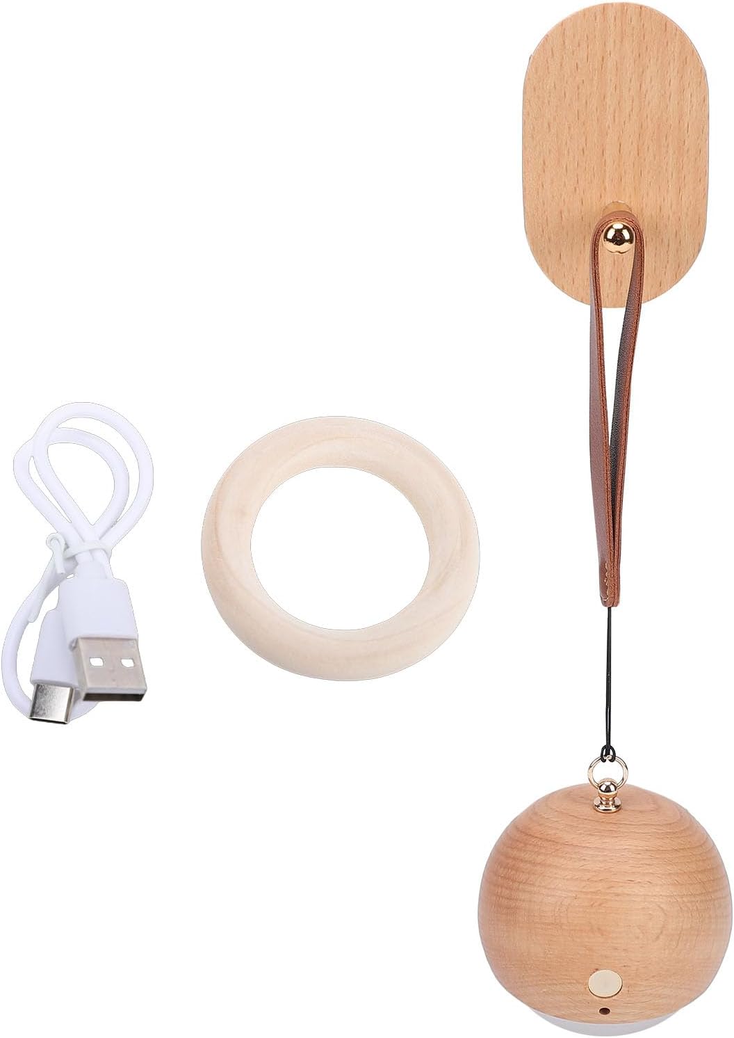 ZJchao Wooden Voice Control Night Light 3 Brightness Levels USB Rechargeable Bedside Lamp with Hanging Strap for Bedroom Nursery Desk