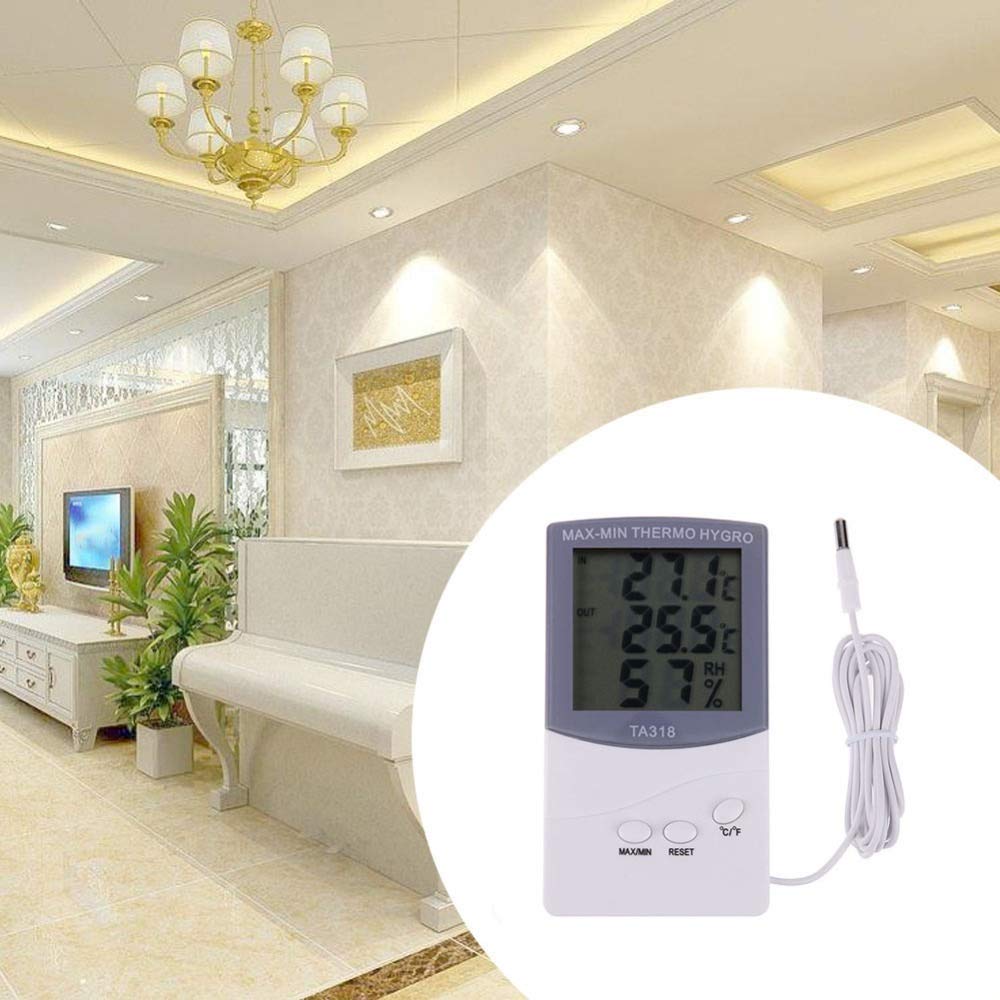 Indoor Outdoor Thermometer Hygrometer Digital LCD Max-Min Thermo Hygro Humidity Out Meter Probe Sensor