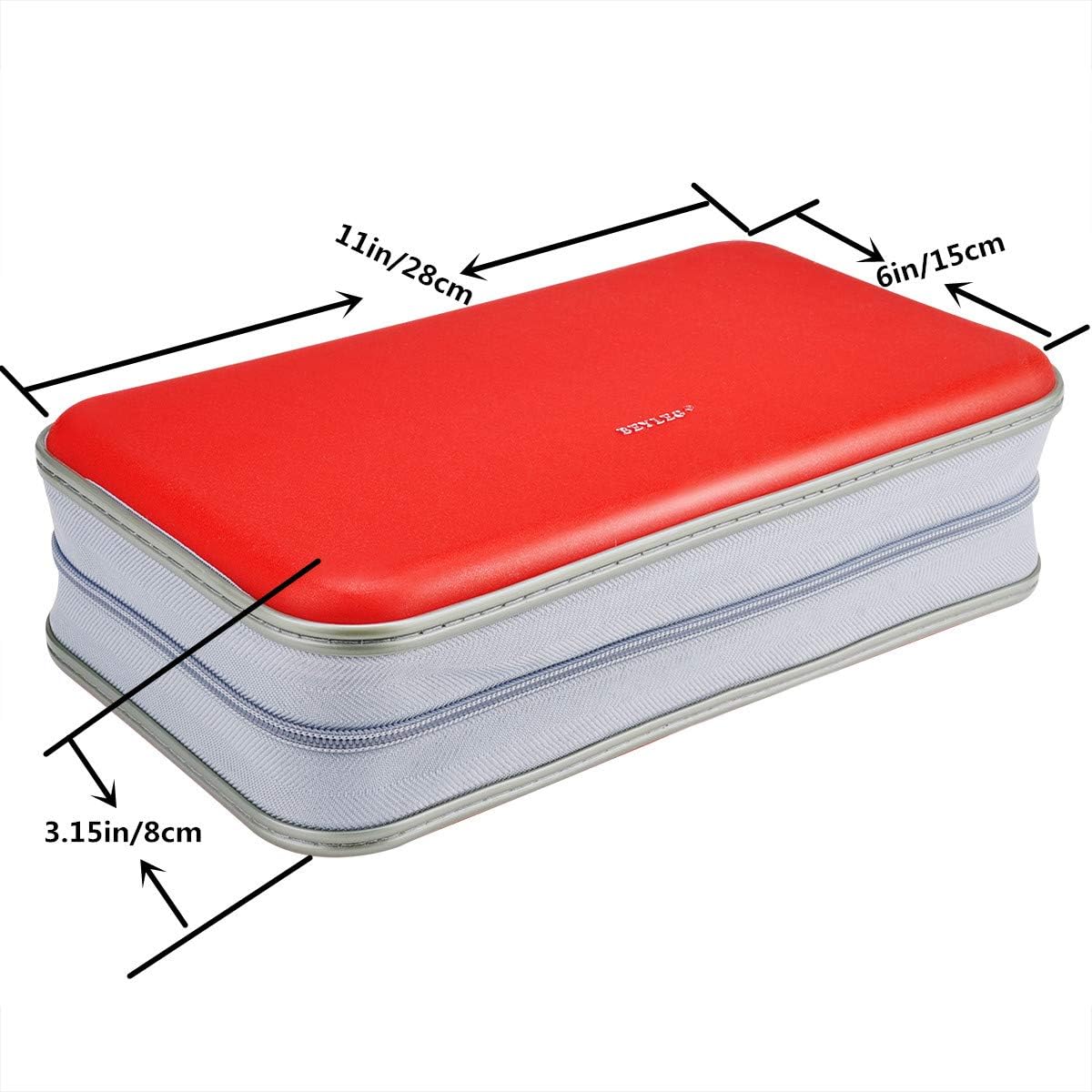 CD DVD Wallet, Wismart 96 Capacity Heavy Duty Sturdy DVD Storage Hard shell CD Disk Holder DVD Case VCD Wallets Blu-ray Media Case Storage Holder Organizer Wallet,96 Capacity (Red)