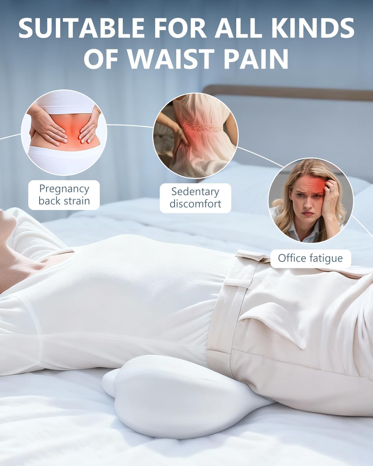 SMDR Ergonomic Lumbar Support Pillow, Dual-Wing Memory Foam Back Cushion for Lower Back Pain Relief & Posture Support (Standard Height), Washable Cover