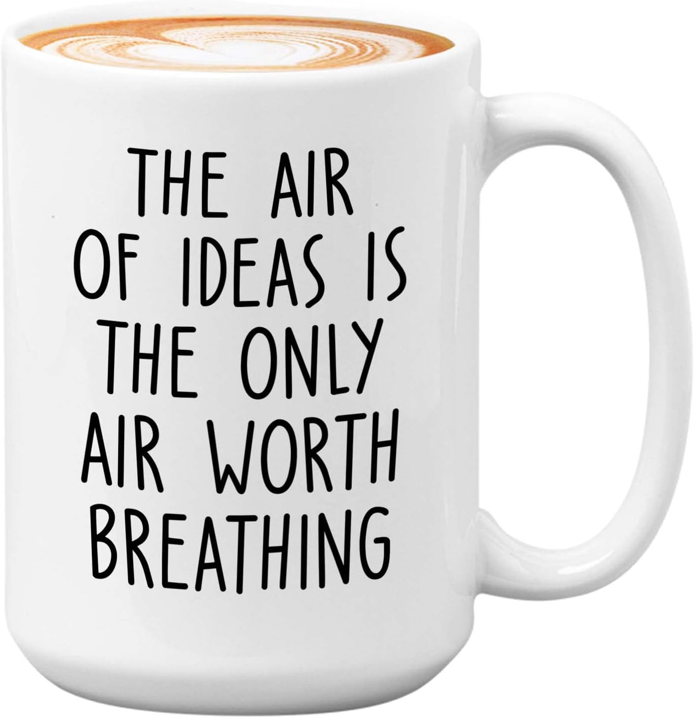 Bubble Hugs Writer Coffee Mug 15oz White - The air of ideas is the only air worth breathing - Reading Book Lover for Bookworm Bibliophile Librarians Author Readers Bookish