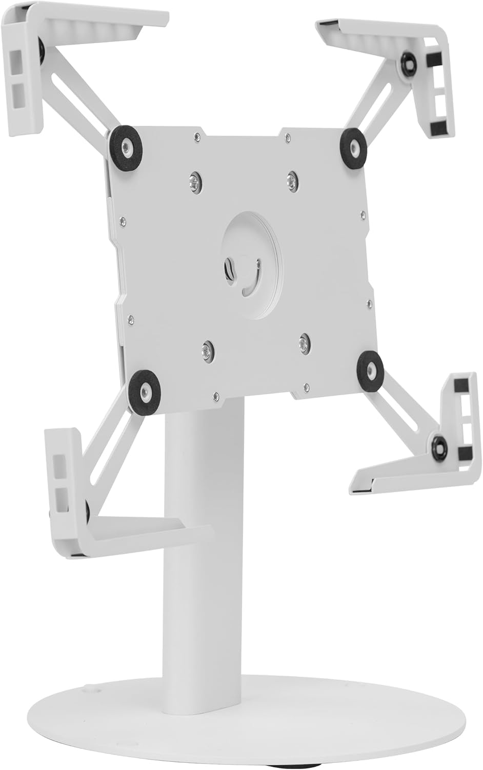 Mount-It! Universal Tablet Stand with Tilt, Anti-Theft Retail iPad POS Kiosk Stand, Fits 9.7"–13.1" Tablets, 90° Rotation & 180° Tilt, 20 lb Capacity, Steel Countertop Mount, White