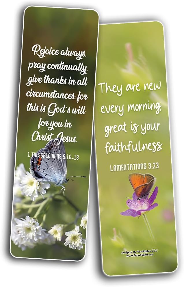NewEights Bible Verses About Gratitude for Everyday Joy Bookmarks (12-Pack) - Daily Motivational Card Set – Collection Set Book Page Clippers – Ideal for Church Ministry Gifts for Boys and Girls