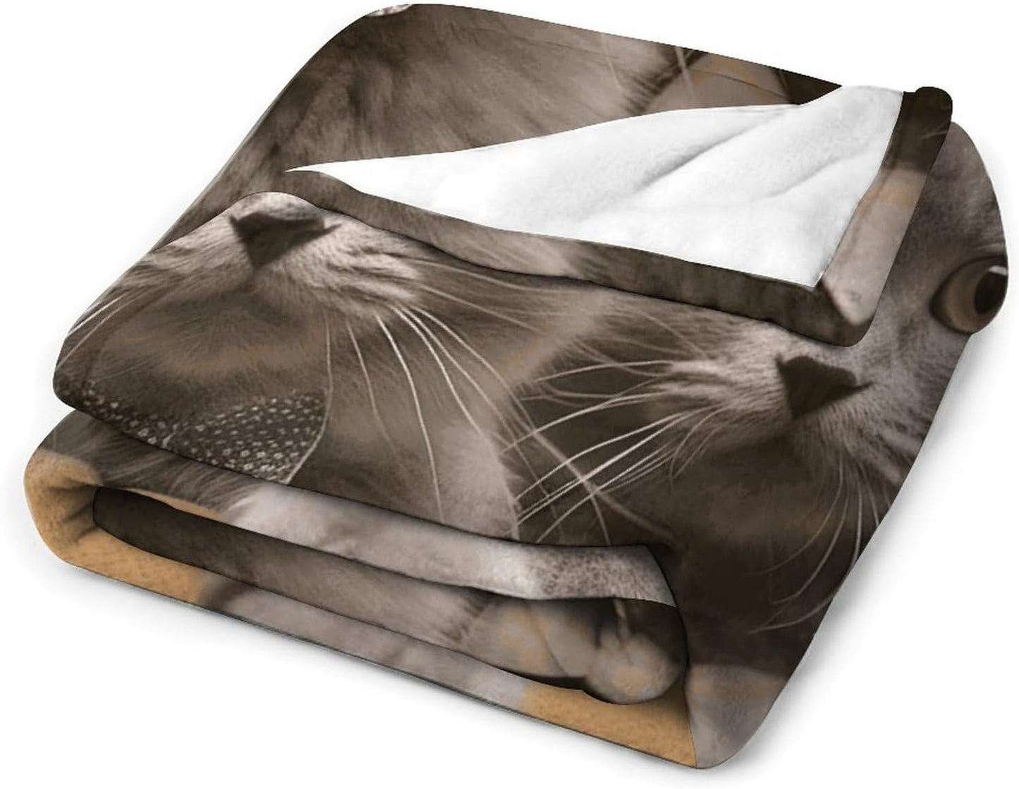 Funny Cats Throw Blanket for Couch Super Soft Warm Lightweight Throw Blankets Cozy Flannel Bed Blanket Cute Decorative Blankets for All Seasons Home Decor Gift 40"*50" （100 * 130cm）