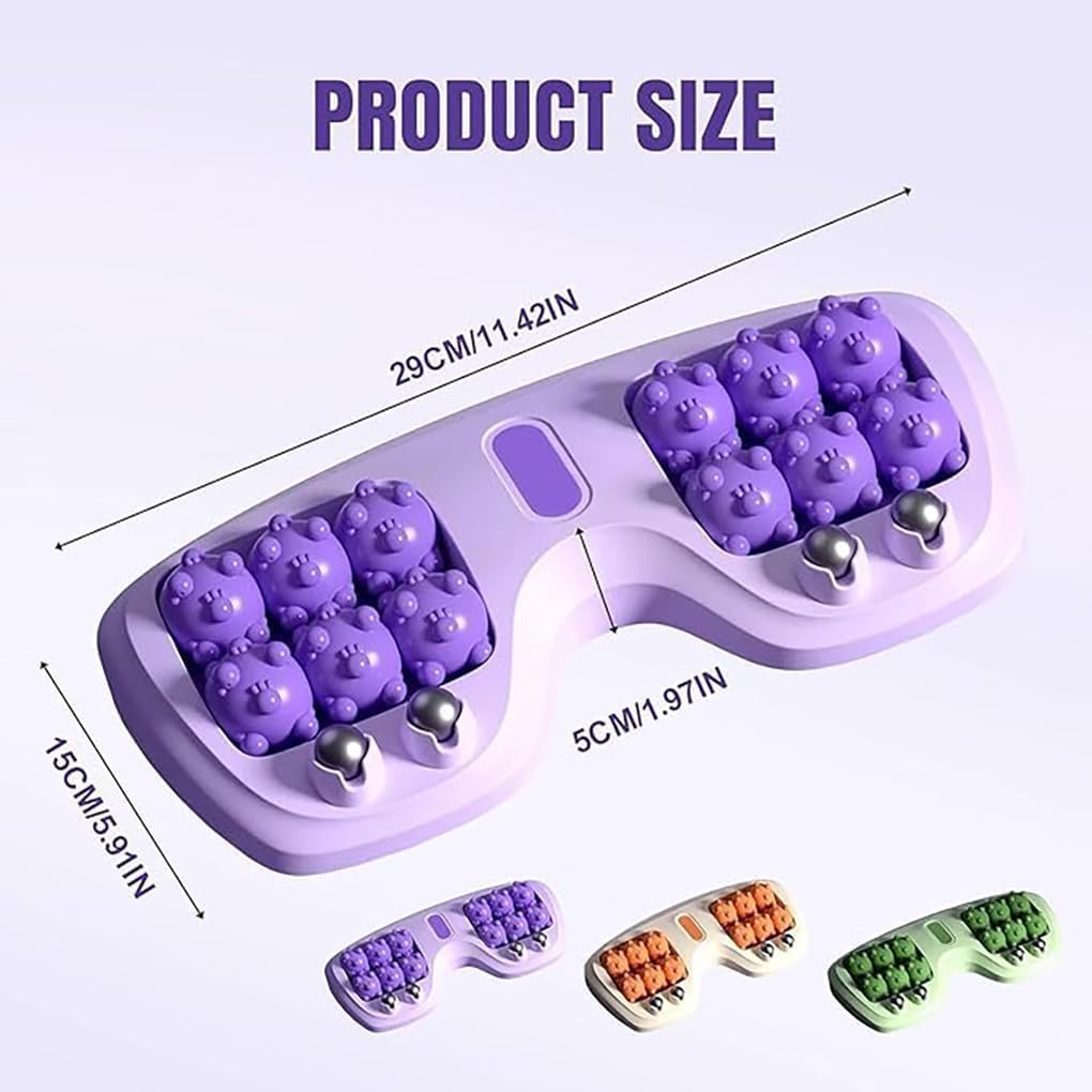 Portable Dual Foot Massage Roller, Foot Massage Roller with Magnetic Pressure Points, Tight Muscles & Sore Feet and Improved Circulation, for Home and Office Use (Purple)