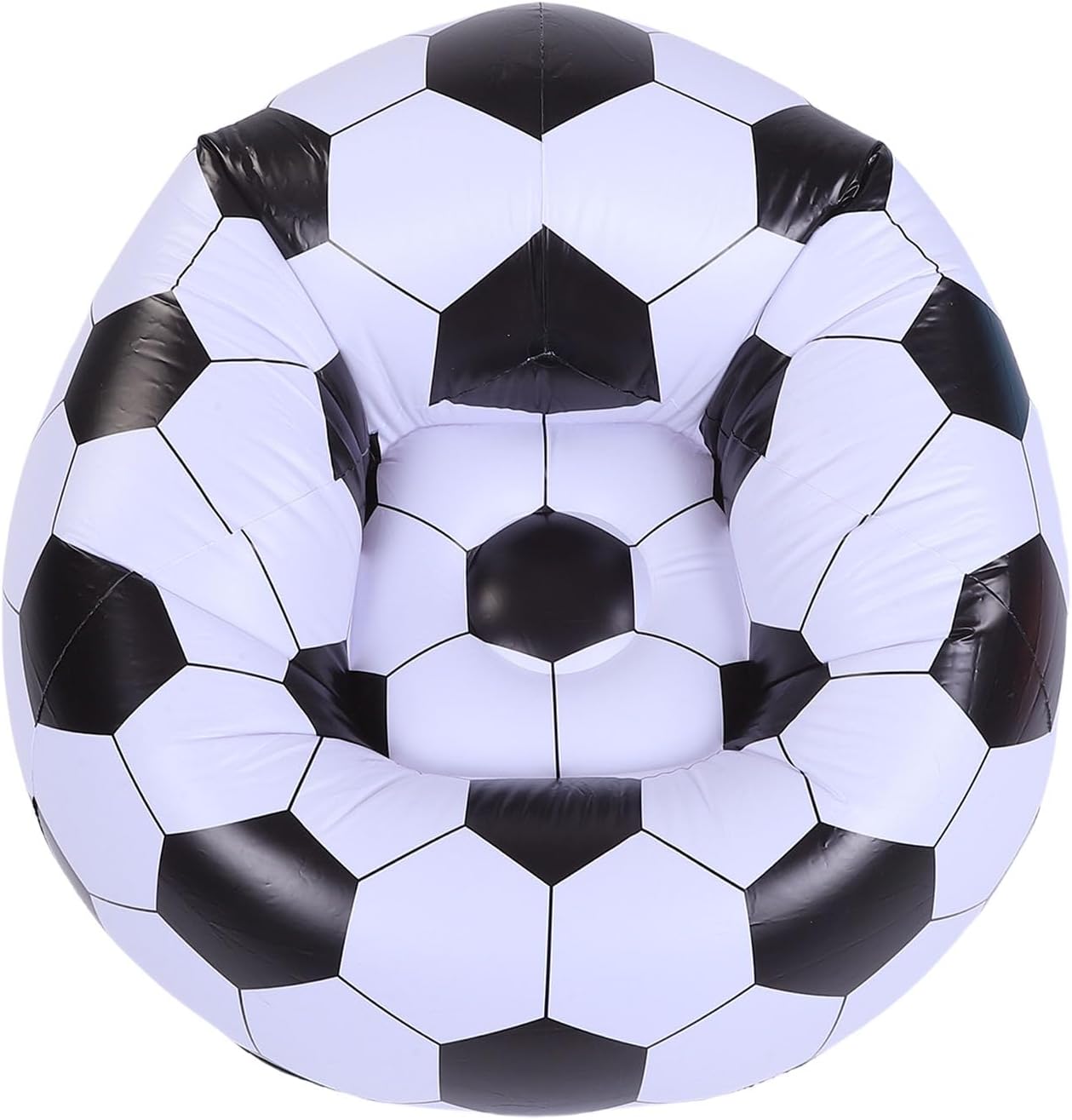 ZJchao Inflatable Soccer Ball Chair, PVC Wearproof Comfortable Portable Blow Up Sofa, Unique Black White Design, with Pump Needle, for Living Room Bedroom Balcony Outdoor Travel