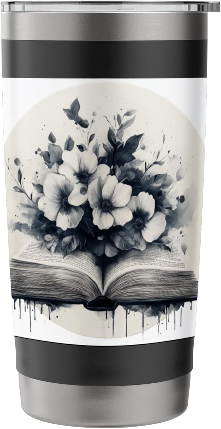 Book Reading Flower Lover Bookworm Tropical Garden Stainless Steel Insulated Tumbler
