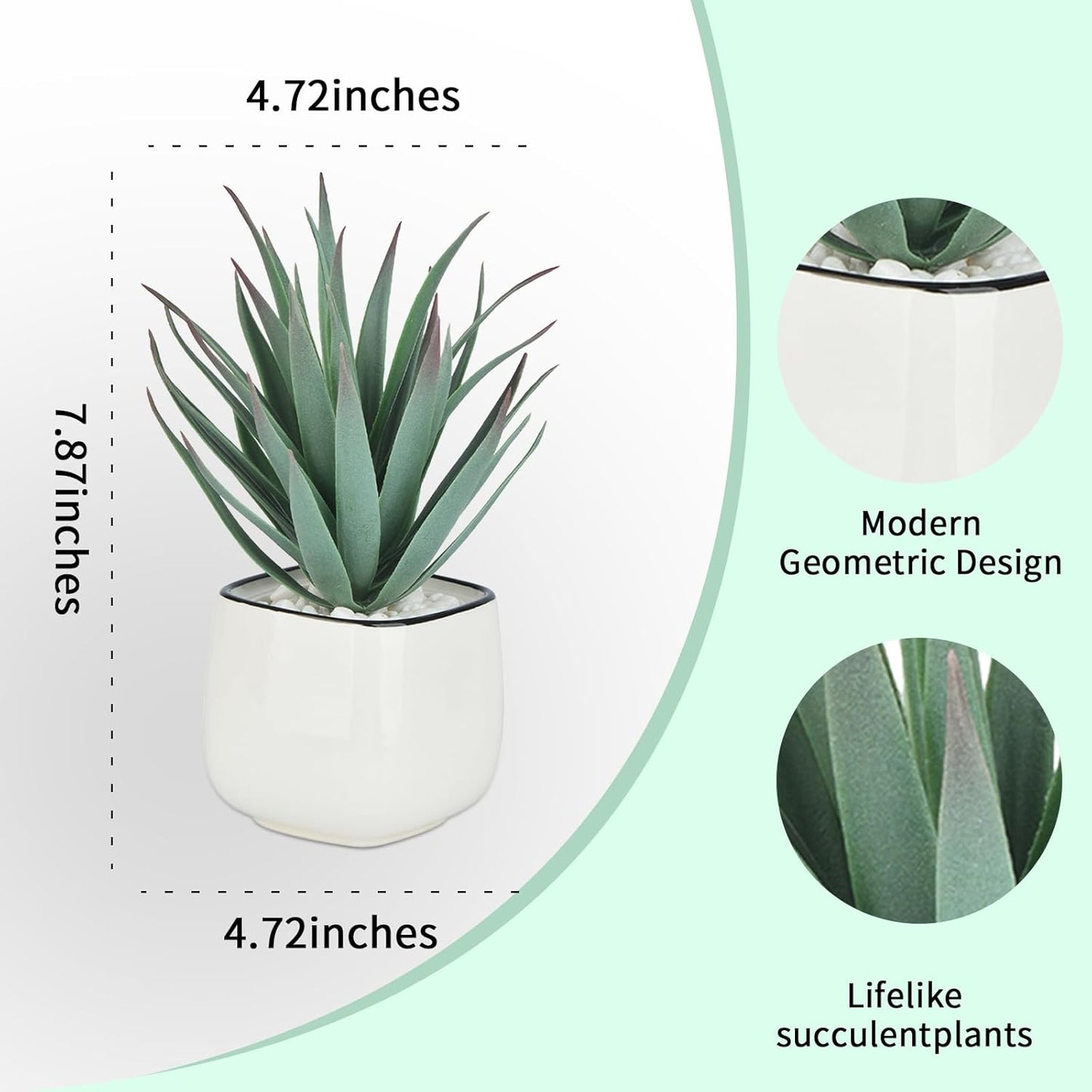 Artificial Succulents in Pots - Small Fake Plants Mini Succulent Agave Faux Plants Indoor for Boho Bathroom Decor, Bedroom, and Coffee Table Office Farmhouse Decoration