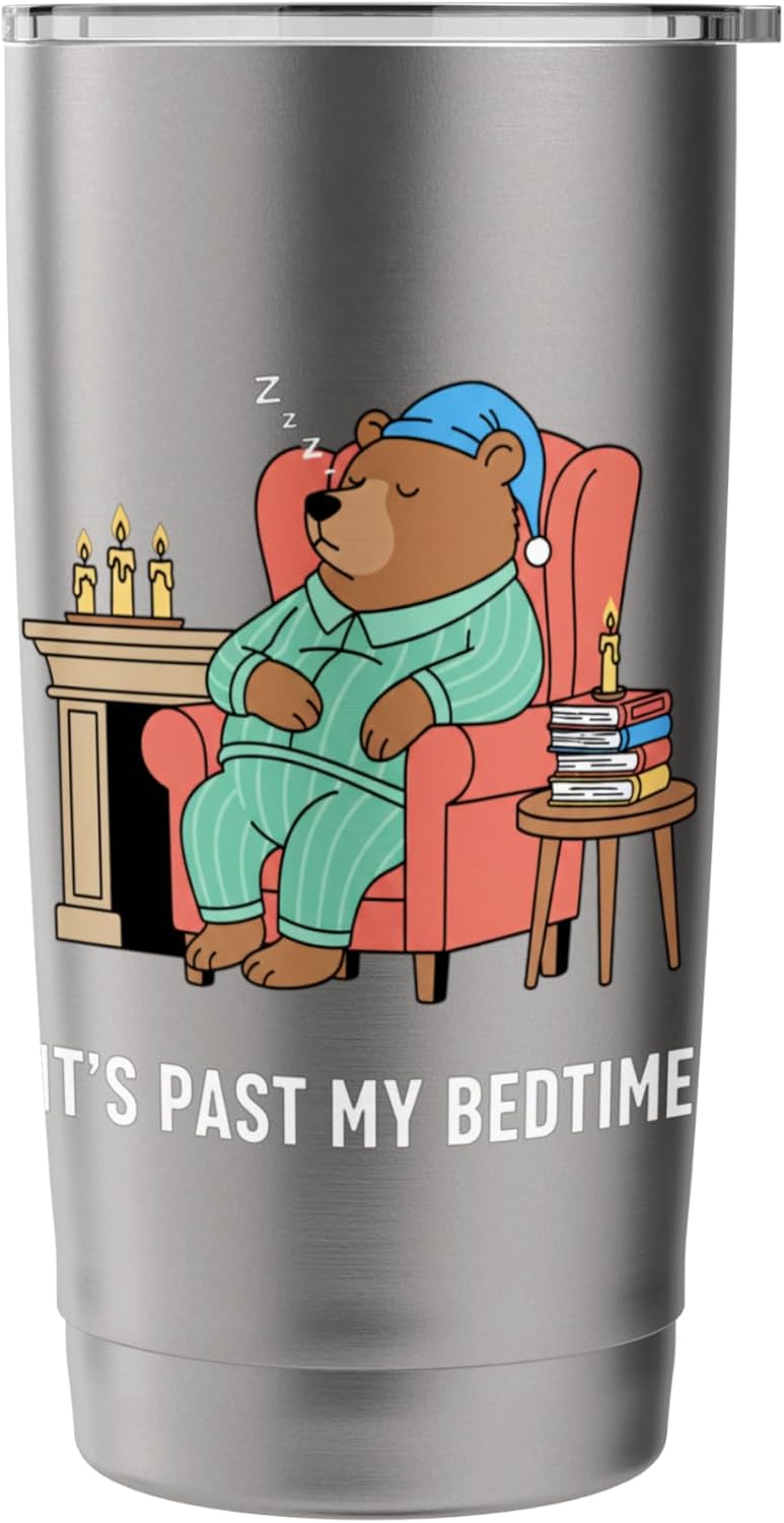 It's Past My Bedtime Bear Kids Woodland Animal Funny Pajama Stainless Steel Insulated Tumbler
