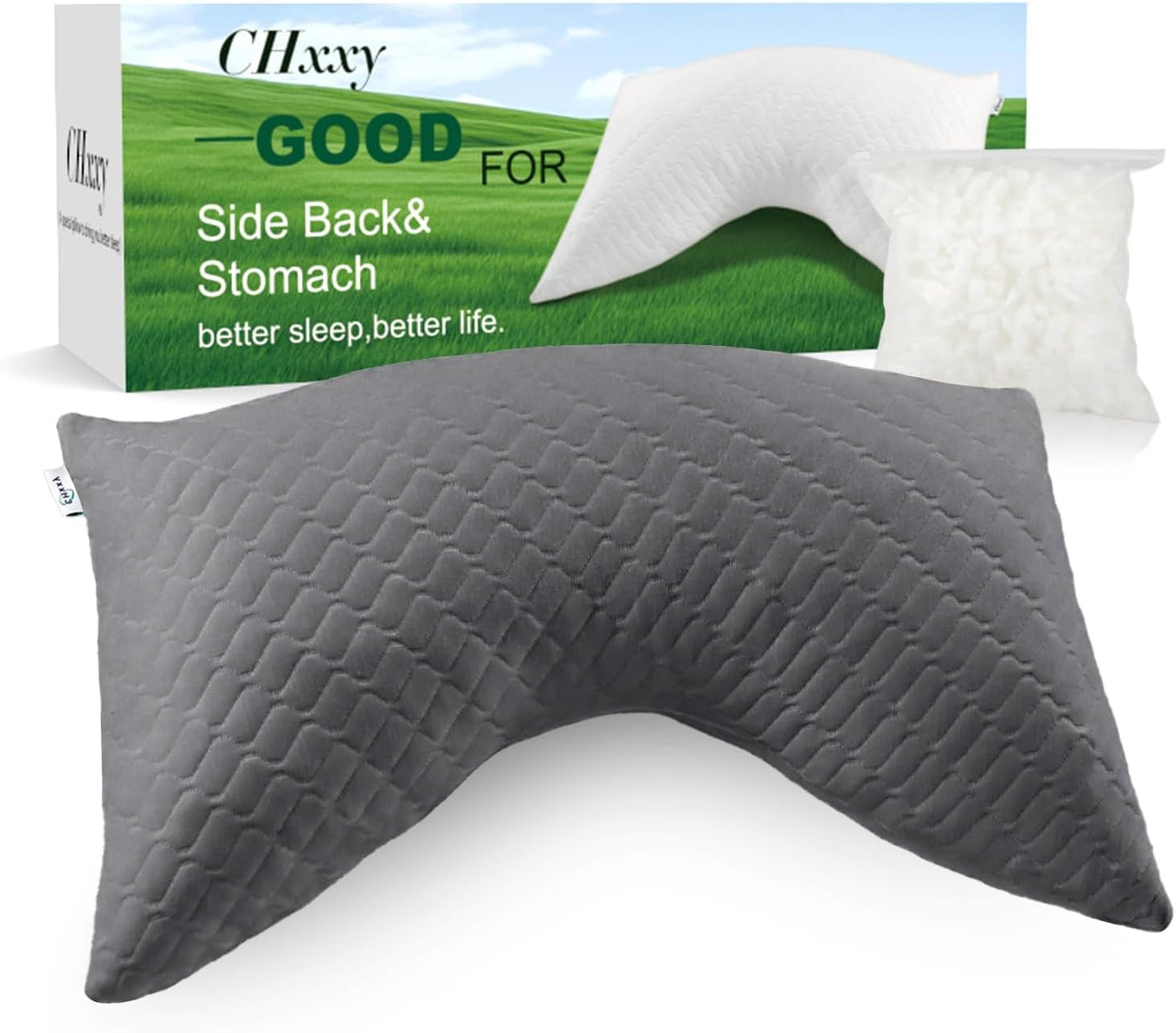 Side Sleeper Pillow for Neck and Shoulder Reilef, Ergonomic Design Medium Firm Pillow, Queen Size Bed Pillows for Sleeping, Cross Cut Memory Foam Pillows for Back, Stomach and Side Sleepers