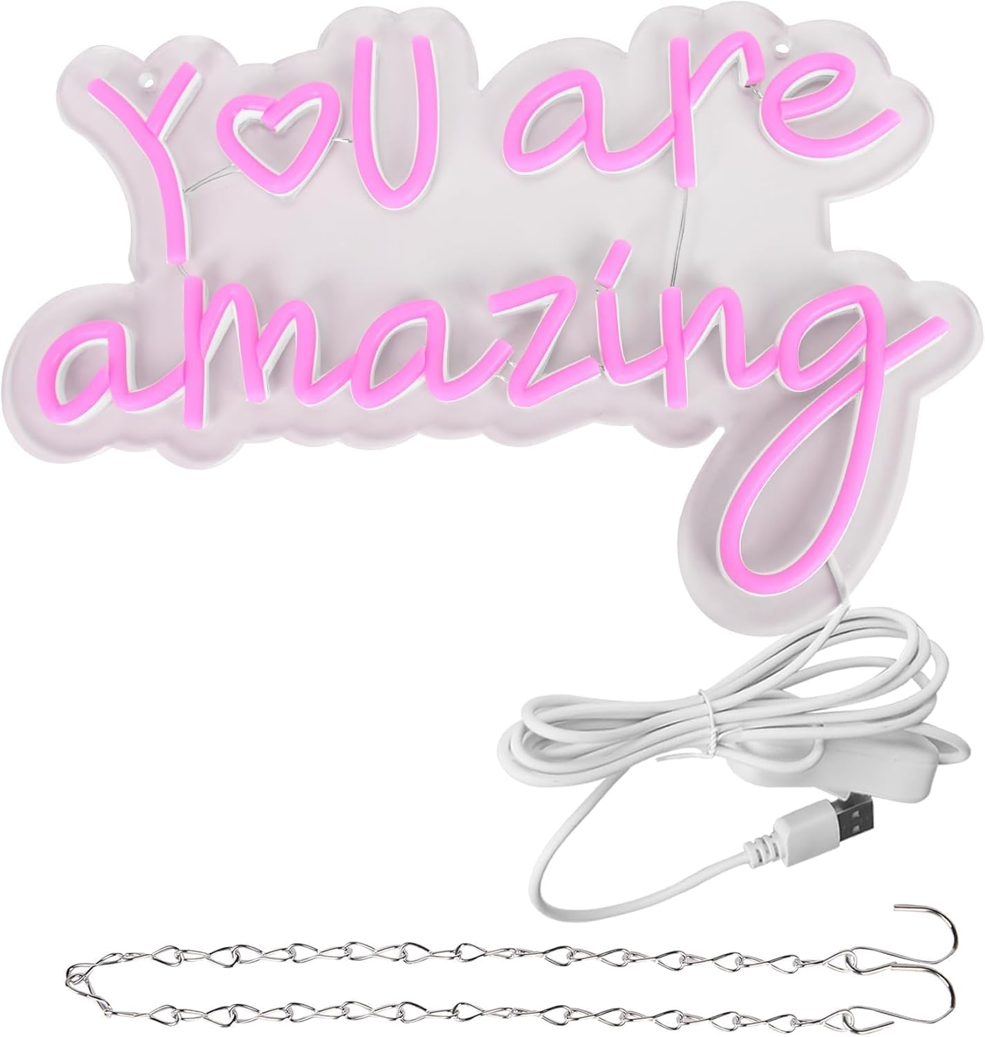 Pink You Are Amazing Neon Signs for Wall Decor,Amazing Led Neon for Girls Bedroom Wall Decor,Girls Light Up Sign for Birthday Wedding Party,Valentines Day Decor,Size 13.8 * 9.1 Inches（JTLD100）