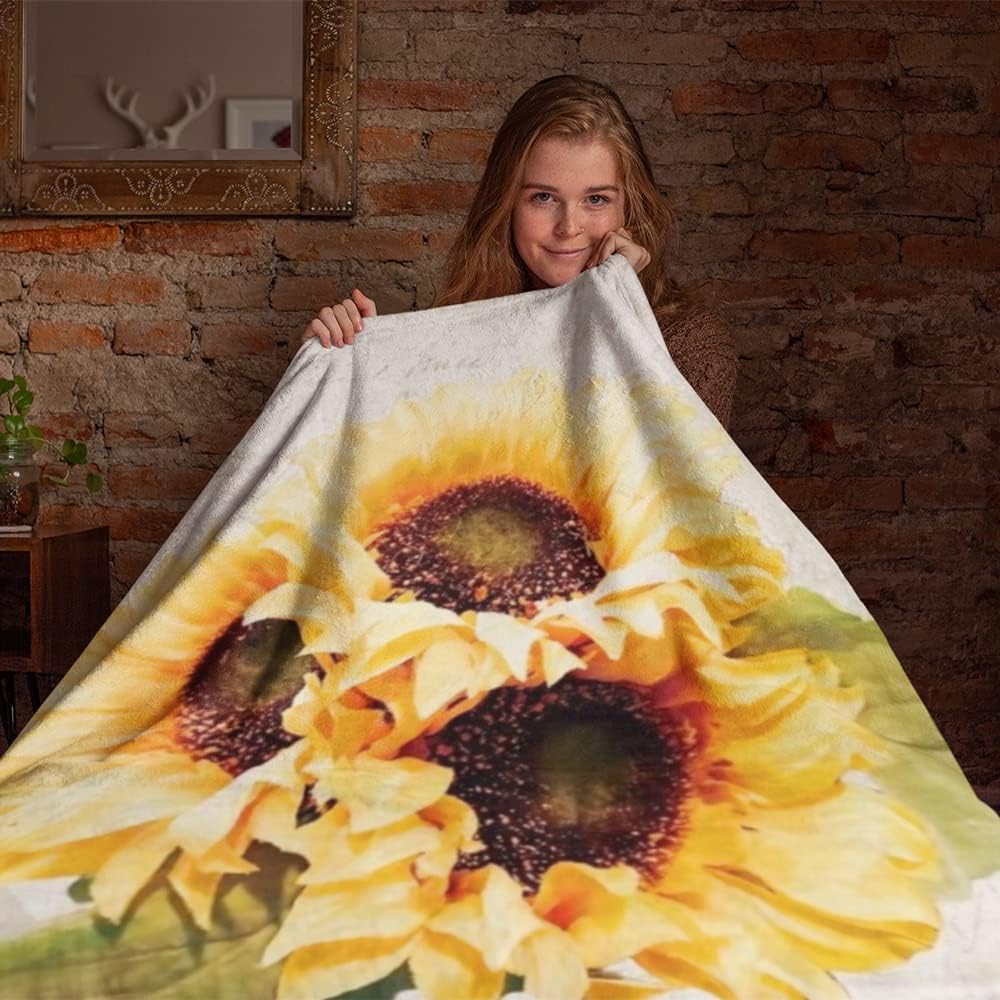 Sunflower Blanket - Soft Throw Blankets - Fleece Plush Sun Flower Blankets for Women - Blanket Throw - Hospice Bedding